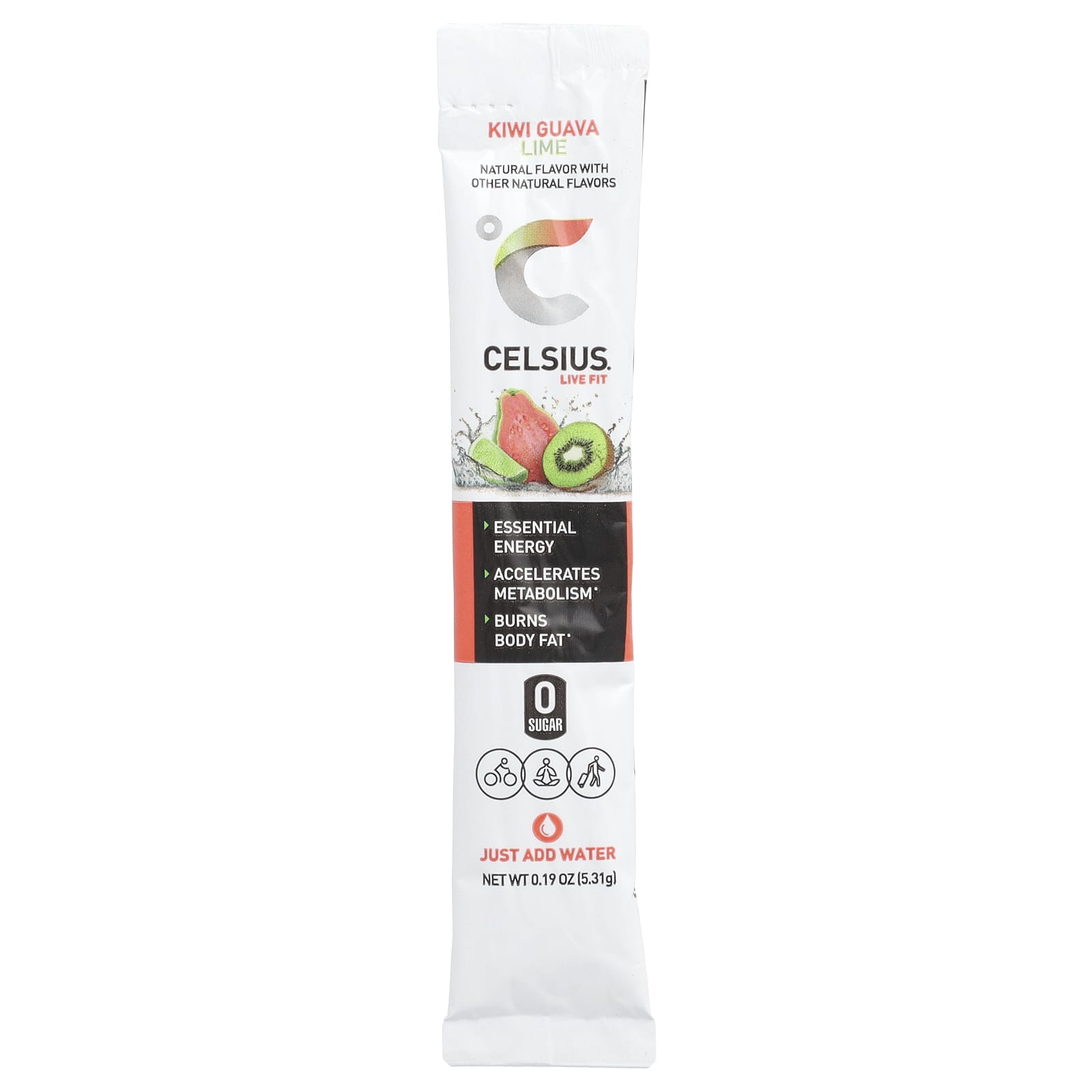 Celsius, Live Fit, Kiwi Guava Lime, 14 On-The-Go Packets, 0.19 oz (5.31 g) Each