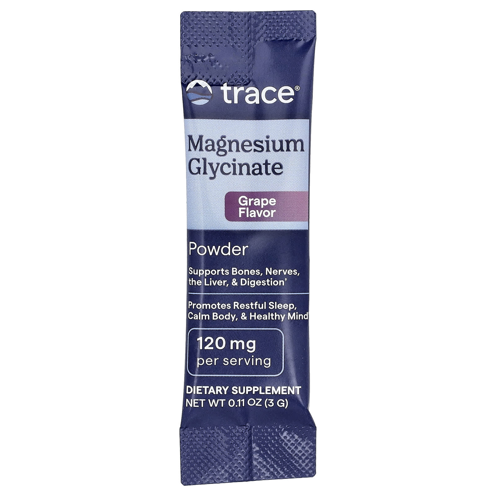 Trace, Magnesium Glycinate Powder, Grape, 30 Packets, 0.11 oz (3 g) Each