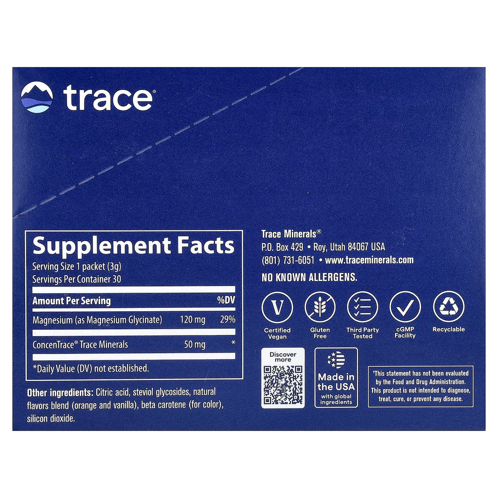 Trace, Magnesium Glycinate Powder, Orange Dream, 30 Packets, 0.11 oz (3 g) Each