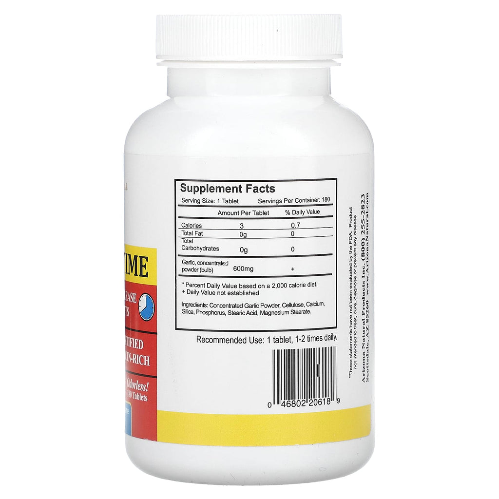 Arizona Natural, Garlic Time, 600 mg , 180 Tablets