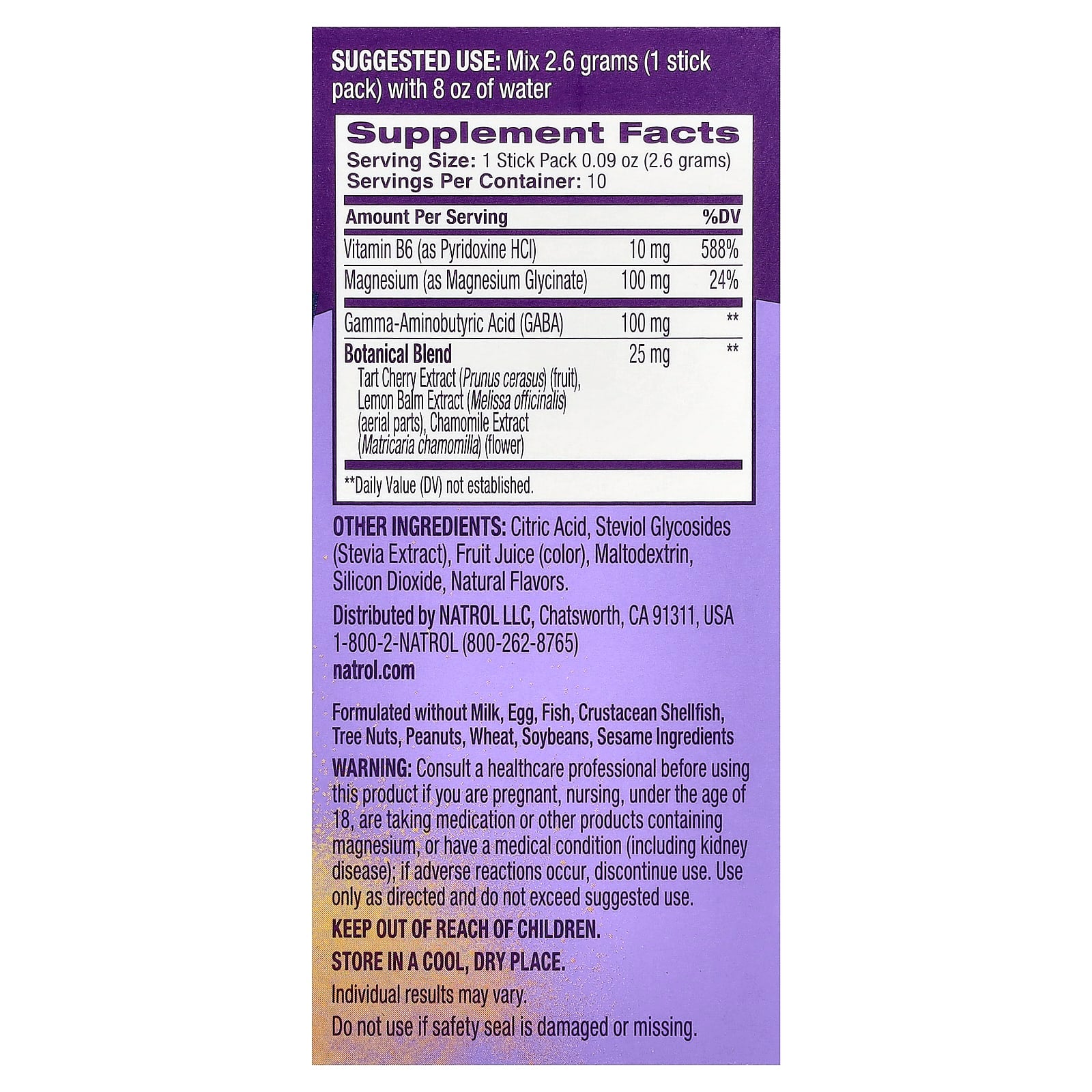 Natrol, Sleep & Restore, Calming Drink Mix, Melatonin Free, Lemon Chamomile, 10 Stick Packs, 0.09 oz (2.6 g) Each