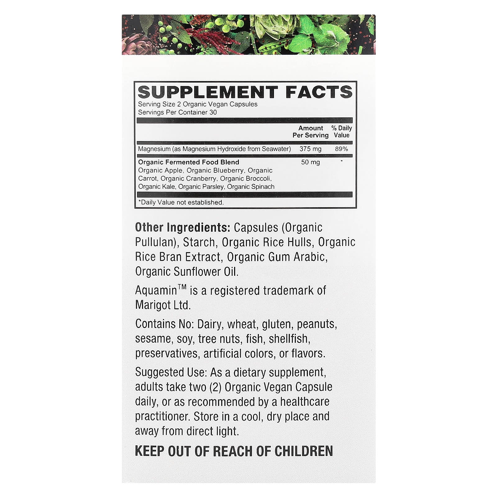 PlantFusion, Vegan SeaWater Magnesium, 60 Organic Vegan Caps
