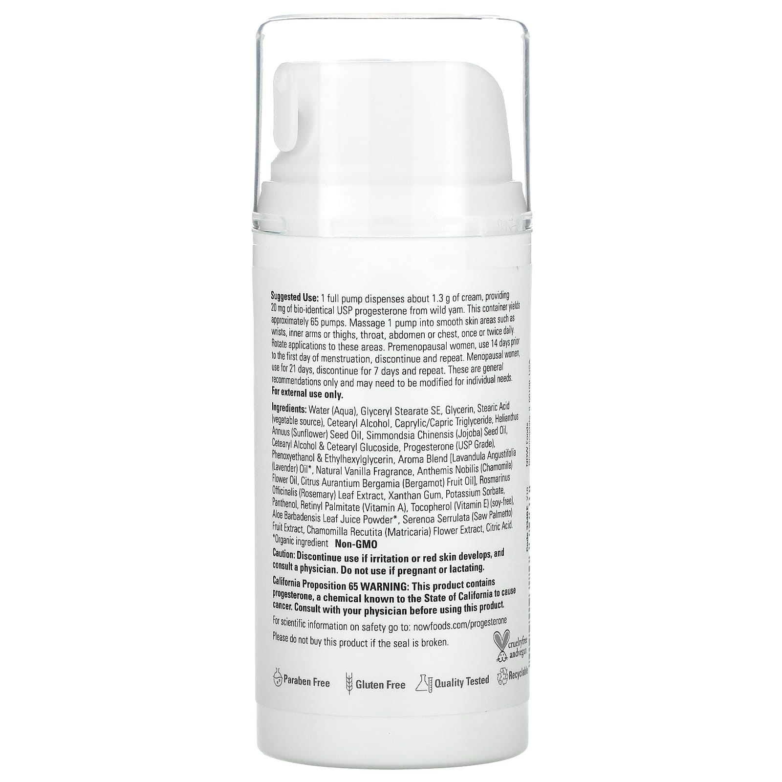 NOW Foods, Solutions, Progesterone from Wild Yam, Balancing Skin Cream, Calming Lavender, 3 oz (85 g)