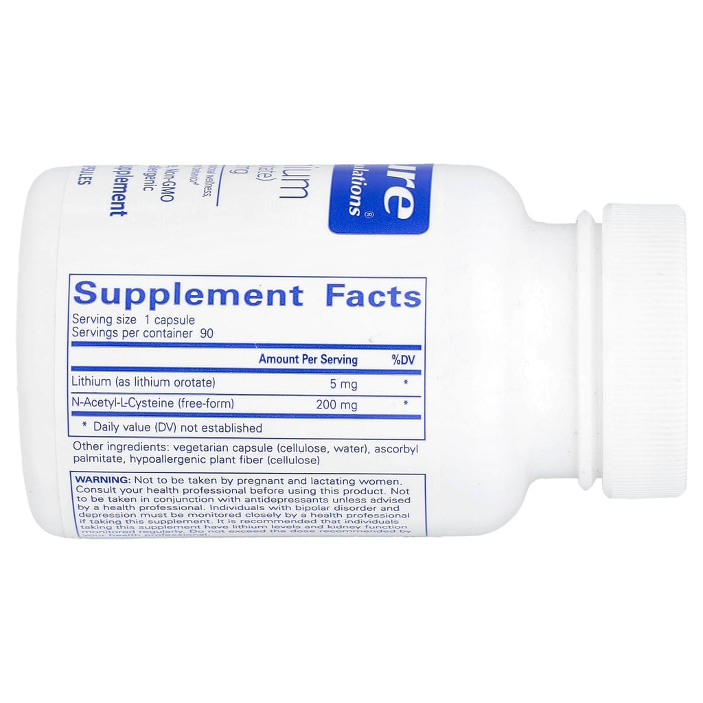 Pure Encapsulations, Lithium (Orotate), 5 mg, 90 Capsules