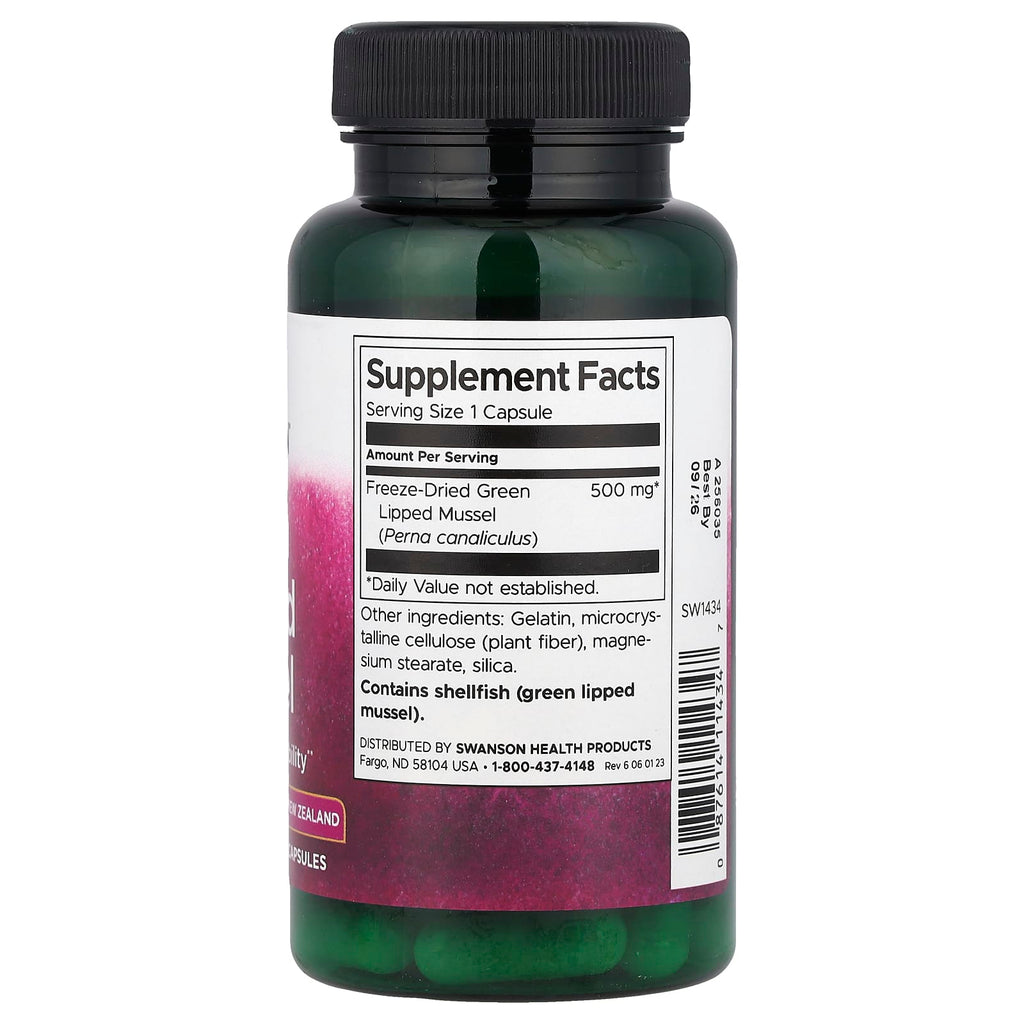 Swanson, Green Lipped Mussel, 500 mg, 60 Capsules