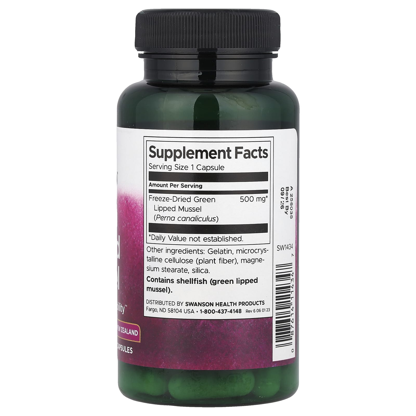 Swanson, Green Lipped Mussel, 500 mg, 60 Capsules