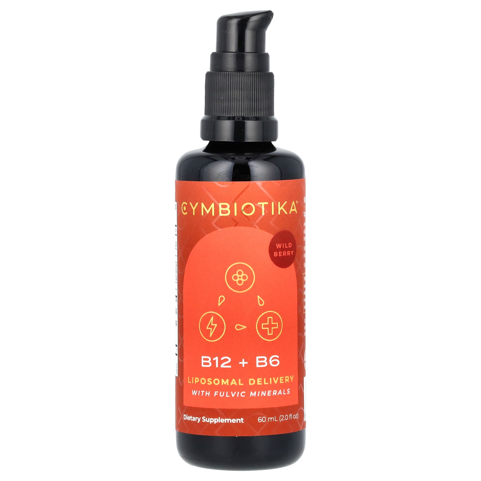 Cymbiotika, B12 + B6, Liposomal Deliver with Fulvic Minerals, Wild Berry , 2 fl oz (60 ml)