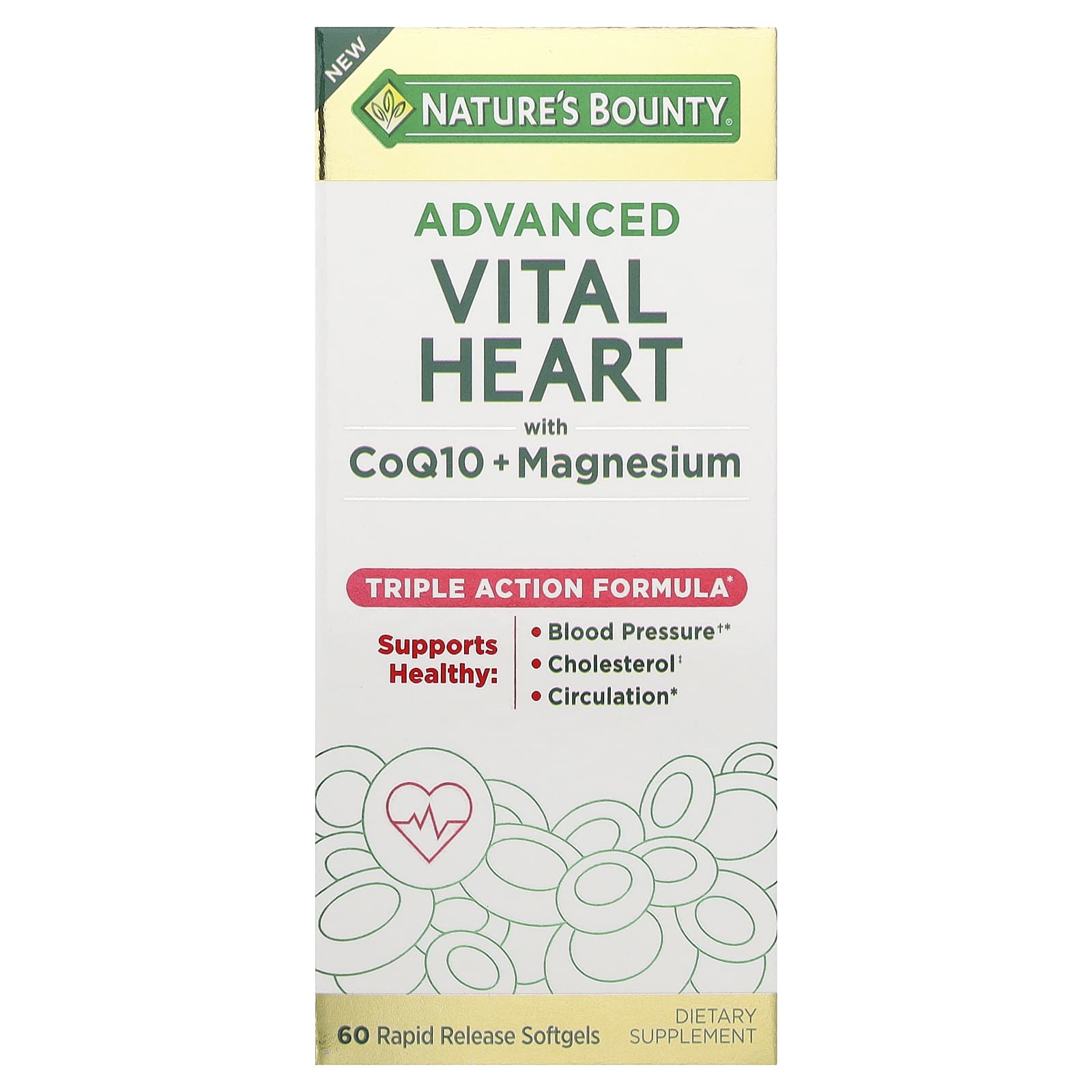 Nature's Bounty, Advanced Vital Heart with CoQ10 + Magnesium , 60 Rapid Release Softgels