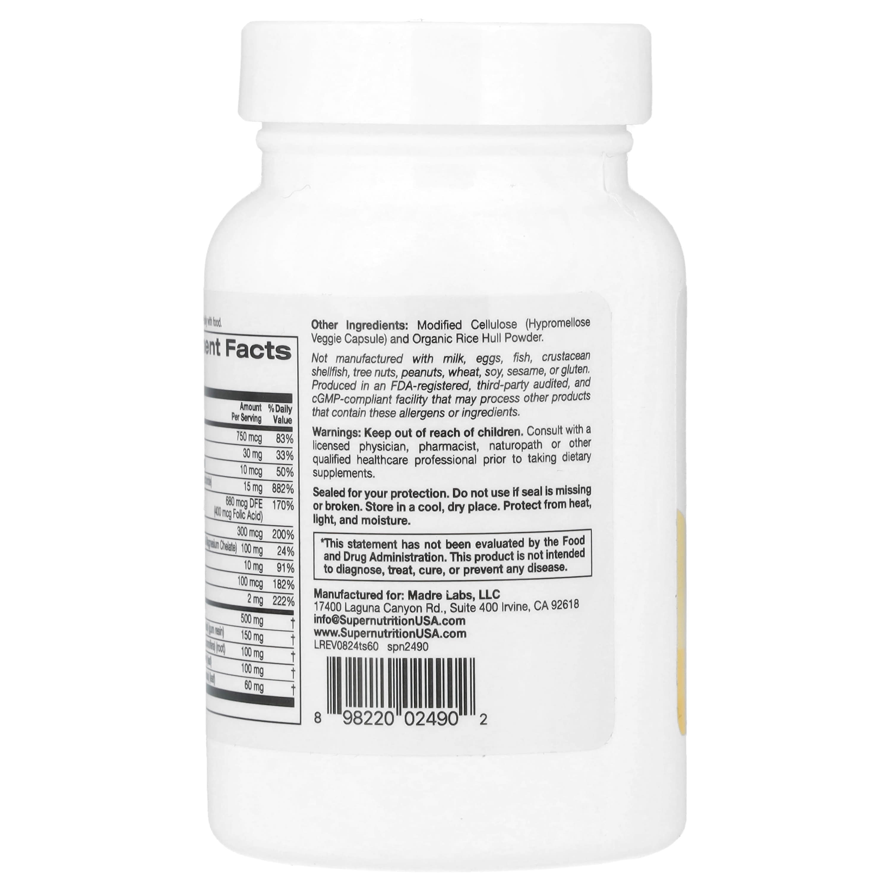 Super Nutrition, Thyroid Support with Guggul, Ashwagandha, Bacopa and Green Tea Extracts, 60 Veggie Capsules