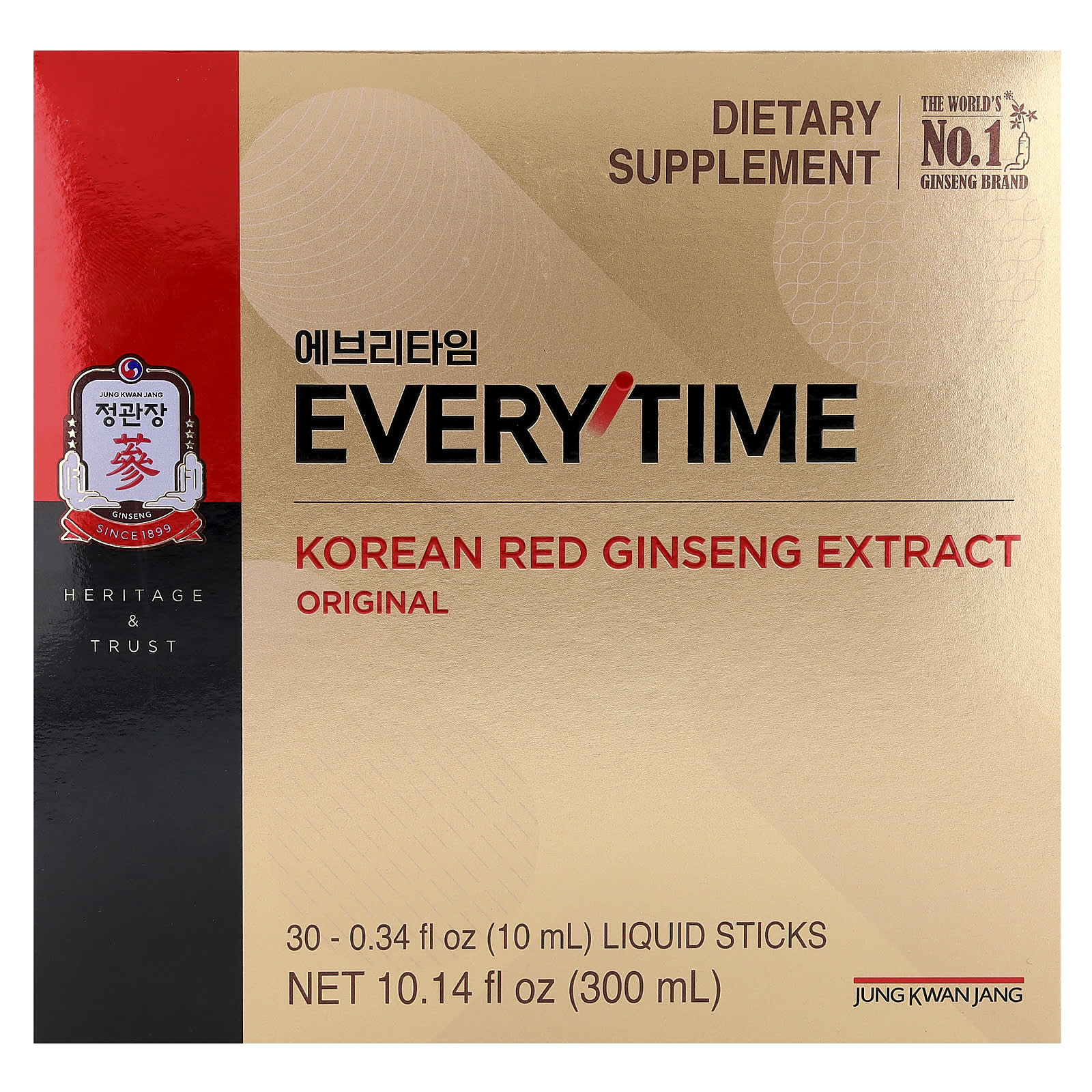 JungKwanJang, Korean Red Ginseng Extract, Everytime, Original, 30 Liquid Sticks, 0.34 fl oz (10 ml) Each