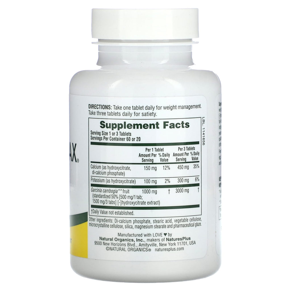 NaturesPlus, Garcinia Cambogia Super Citrimax, 1,000 mg, 60 Tablets