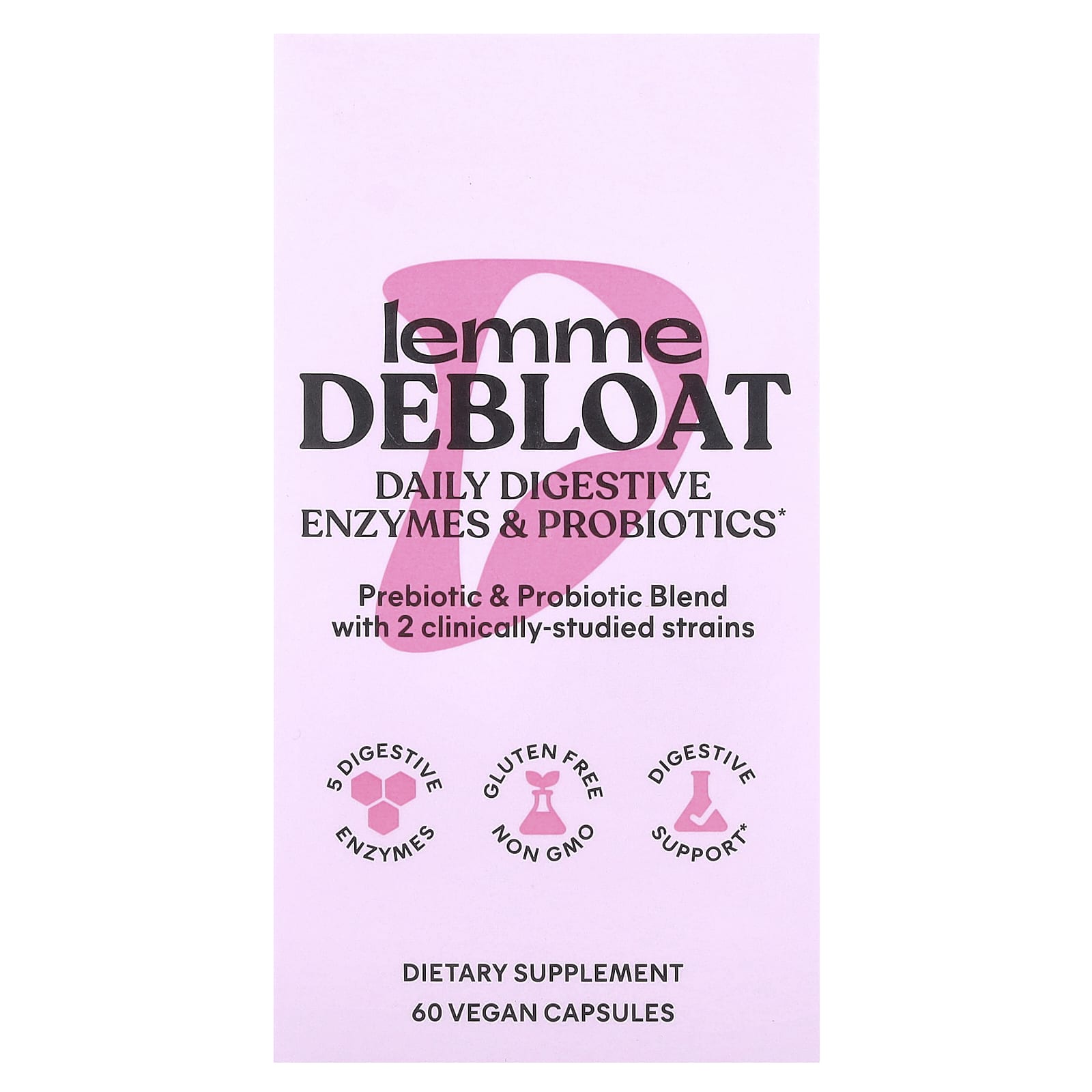 Lemme, Debloat, Daily Digestive Enzymes & Probiotics, 60 Vegan Capsules