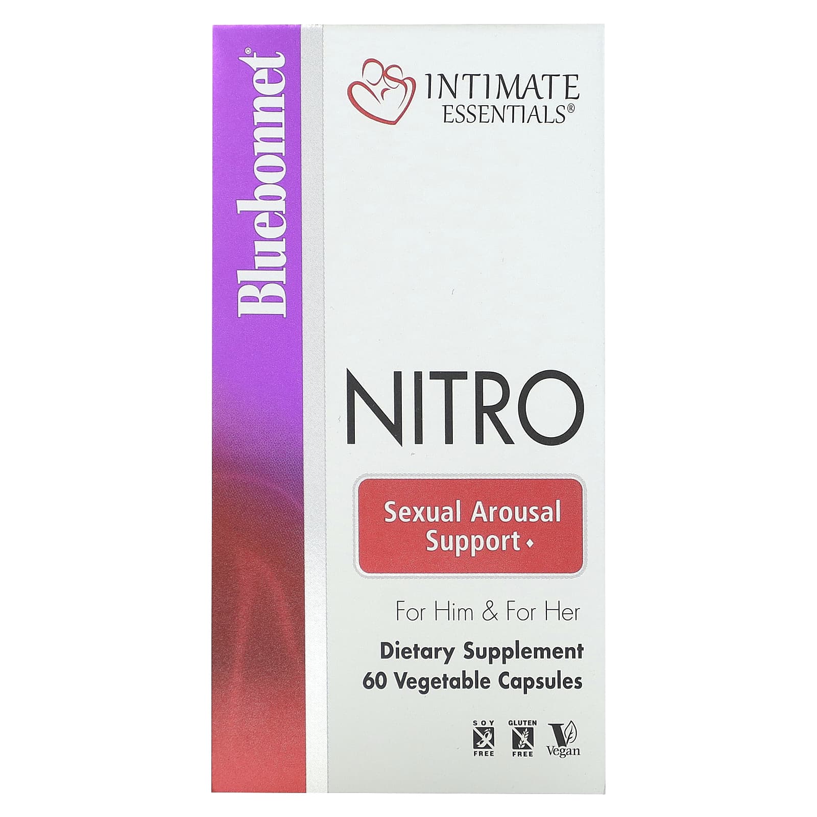 Bluebonnet Nutrition, Intimate Essentials, Nitro, For Him & For Her, 60 Vegetable Capsules (300 mg per Capsule)