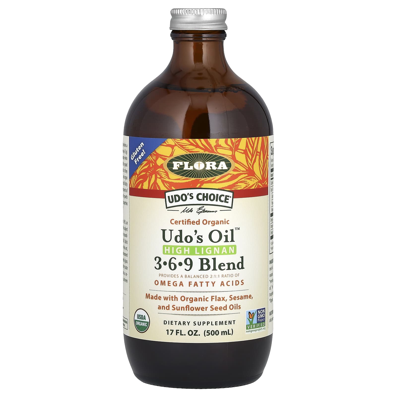 Flora, Udo's Choice, Certified Organic Udo's Oil, High Lignan 3-6-9 Blend, 17 fl oz (500 ml)