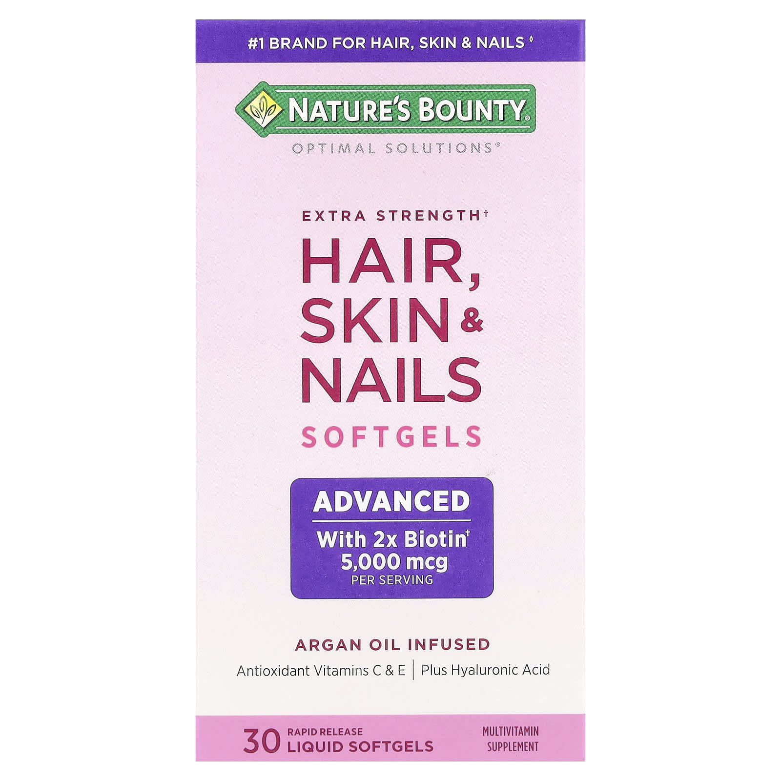 Nature's Bounty, Optimal Solutions®, Hair, Skin & Nails, 30 Rapid Release Liquid Softgels