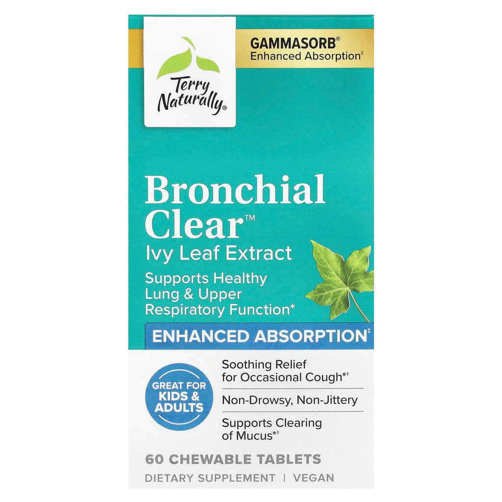 Terry Naturally, Bronchial Clear™, Ivy Leaf Extract, 60 Chewable Tablets (50 mg per Tablet)