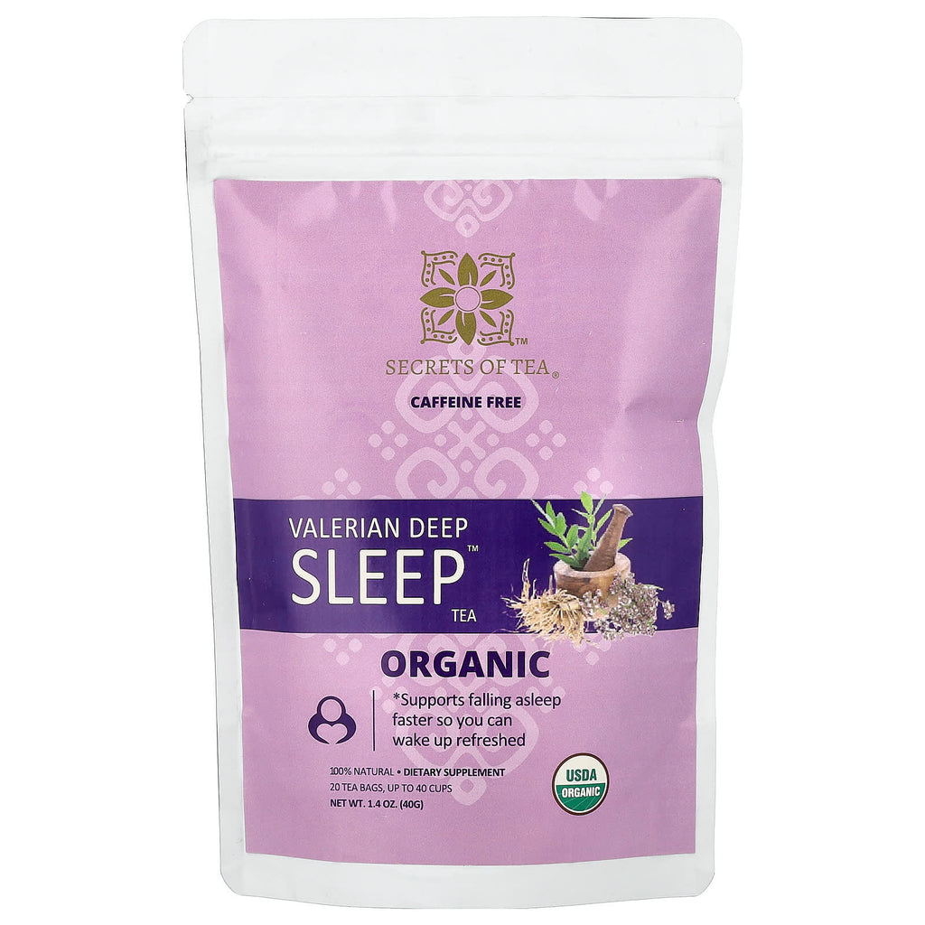 Secrets of Tea, Organic Valerian Deep Sleep™ Tea, Caffeine Free, 20 Tea Bags, 1.4 oz (40 g)