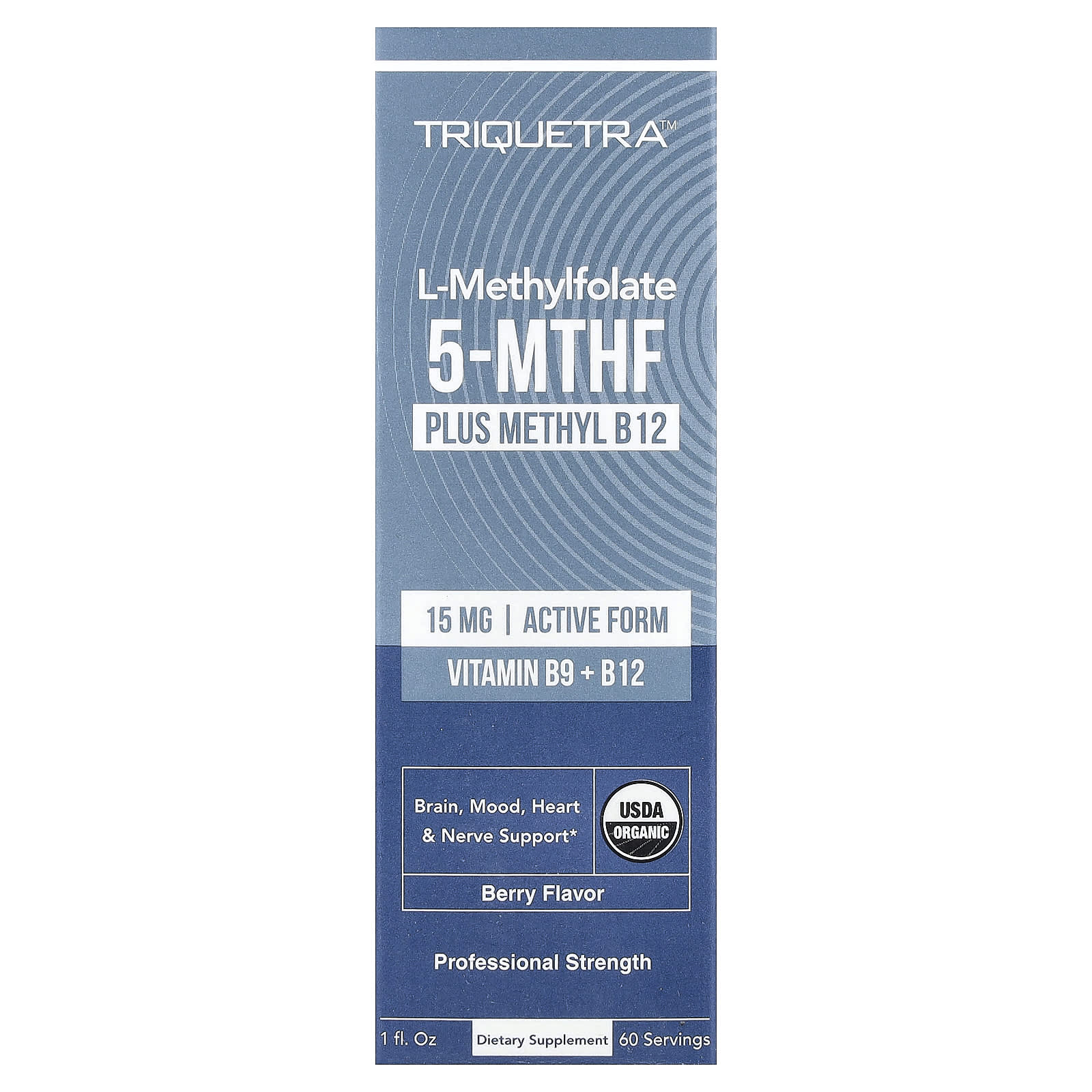 Triquetra Health, L-Methylfolate 5-MTHF Plus Methyl B12, Berry, 1 fl oz
