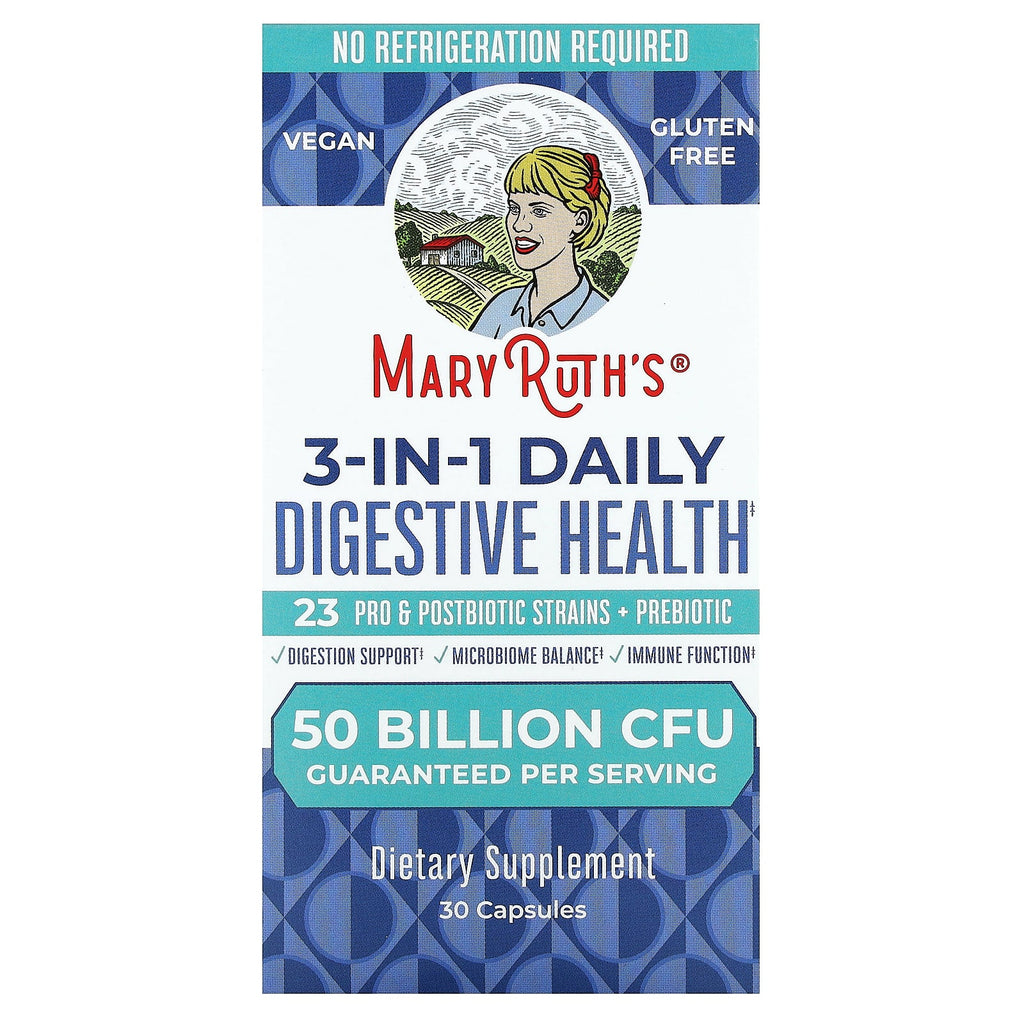 MaryRuth's, 3-In-1 Daily Digestive Health, 50 Billion CFU, 30 Capsules