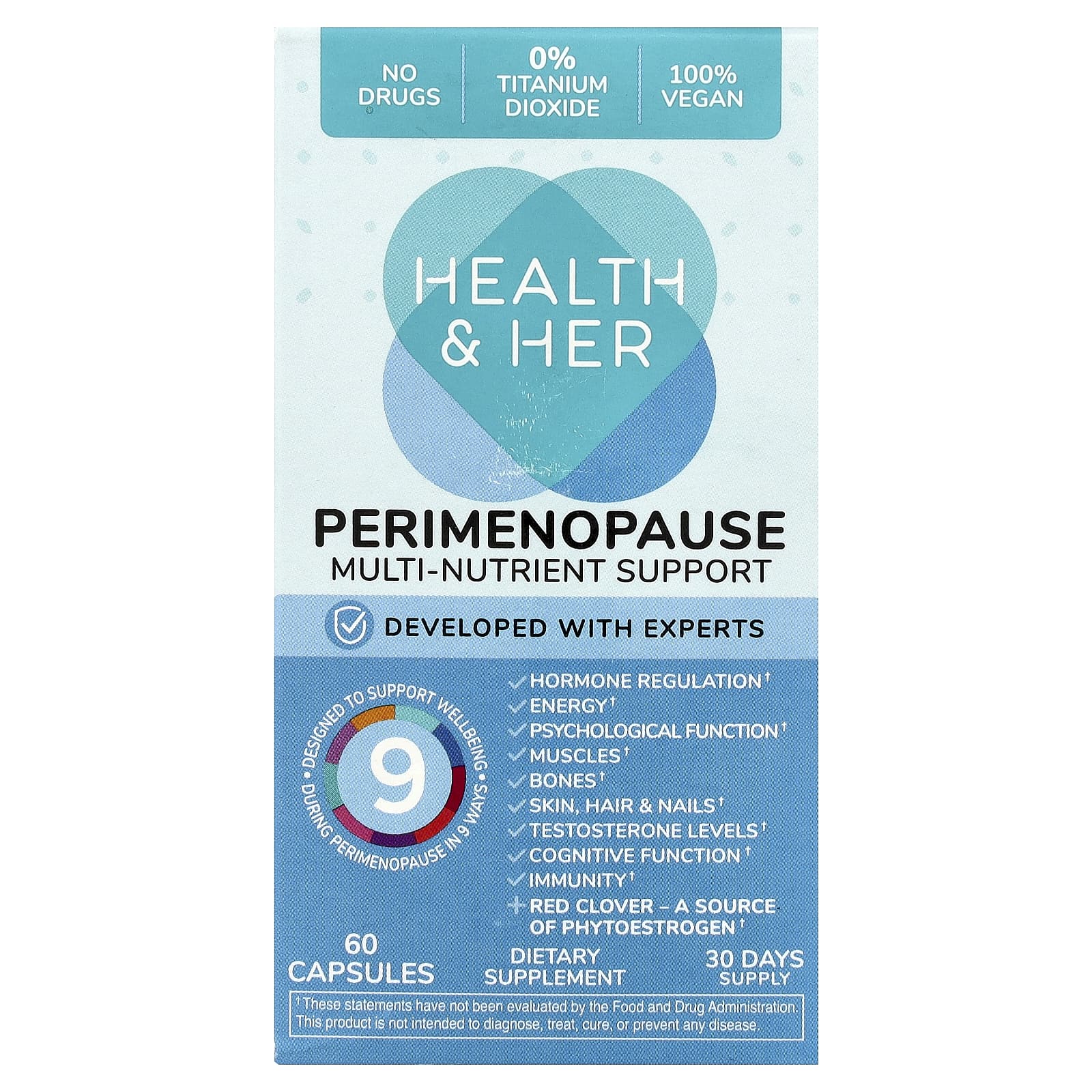 Health and Her, Perimenopause, Multi-Nutrient Support, 60 Capsules