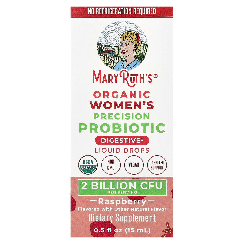 MaryRuth's, Organic Women's Precision Probiotic, Liquid Drops, Raspberry , 2 Billion CFU , 0.5 fl oz (15 ml)
