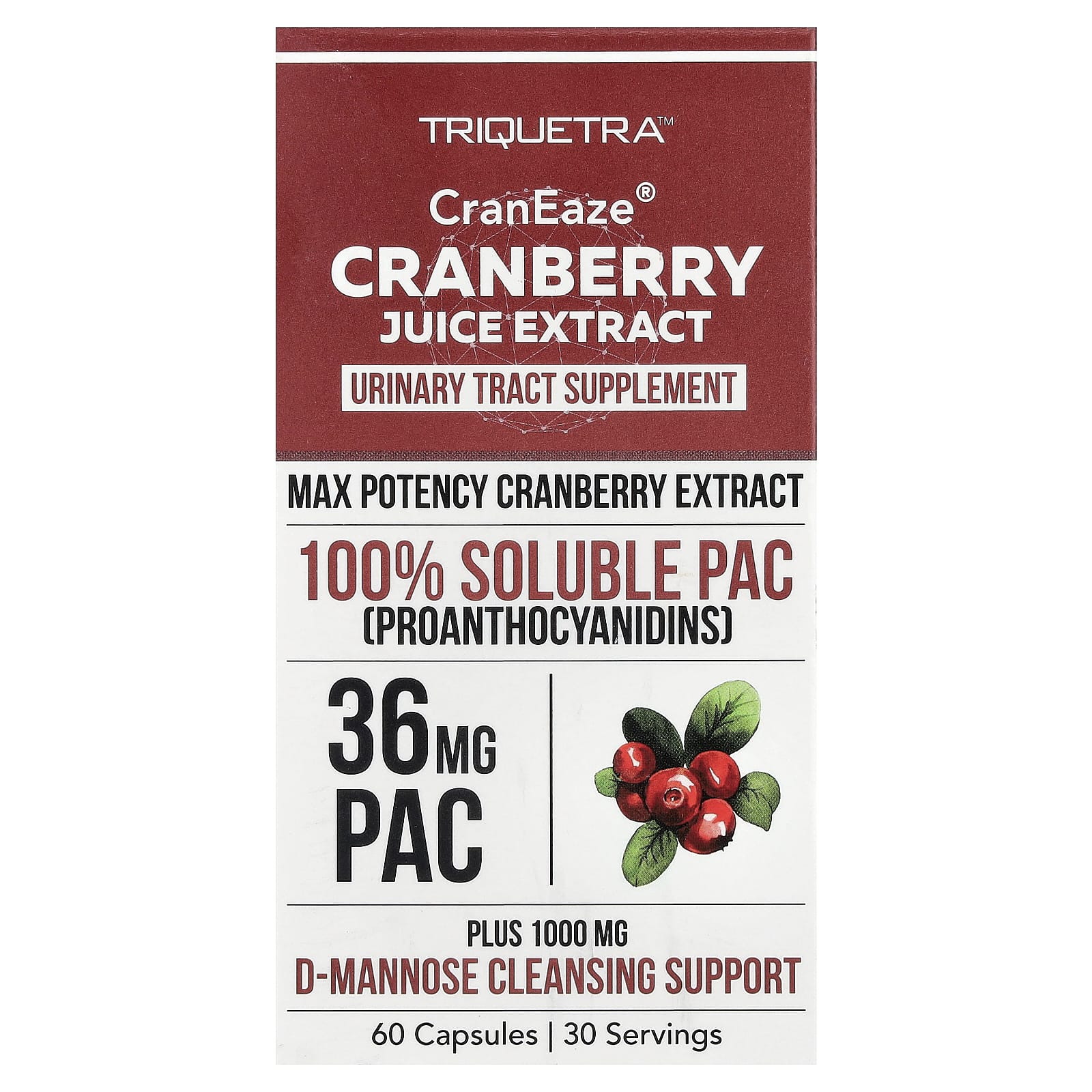 Triquetra Health, CranEaze®, Cranberry Juice Extract, 60 Capsules