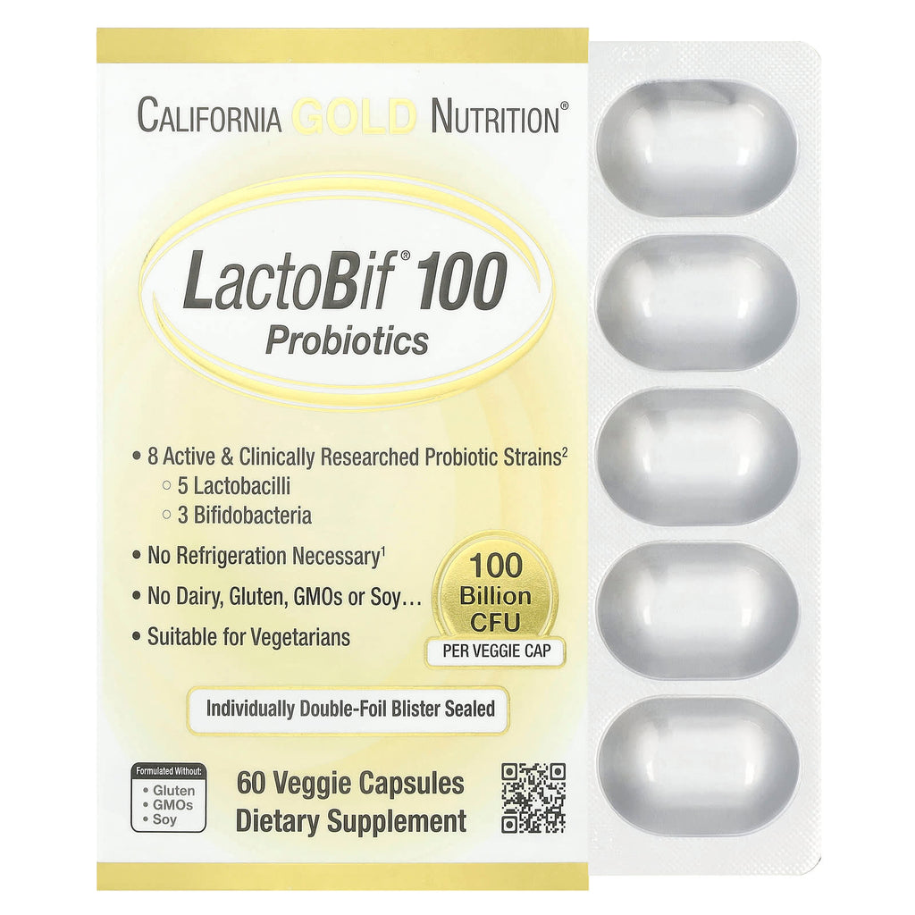 California Gold Nutrition, LactoBif® 100 Probiotics, 100 Billion CFU, 60 Veggie Capsules