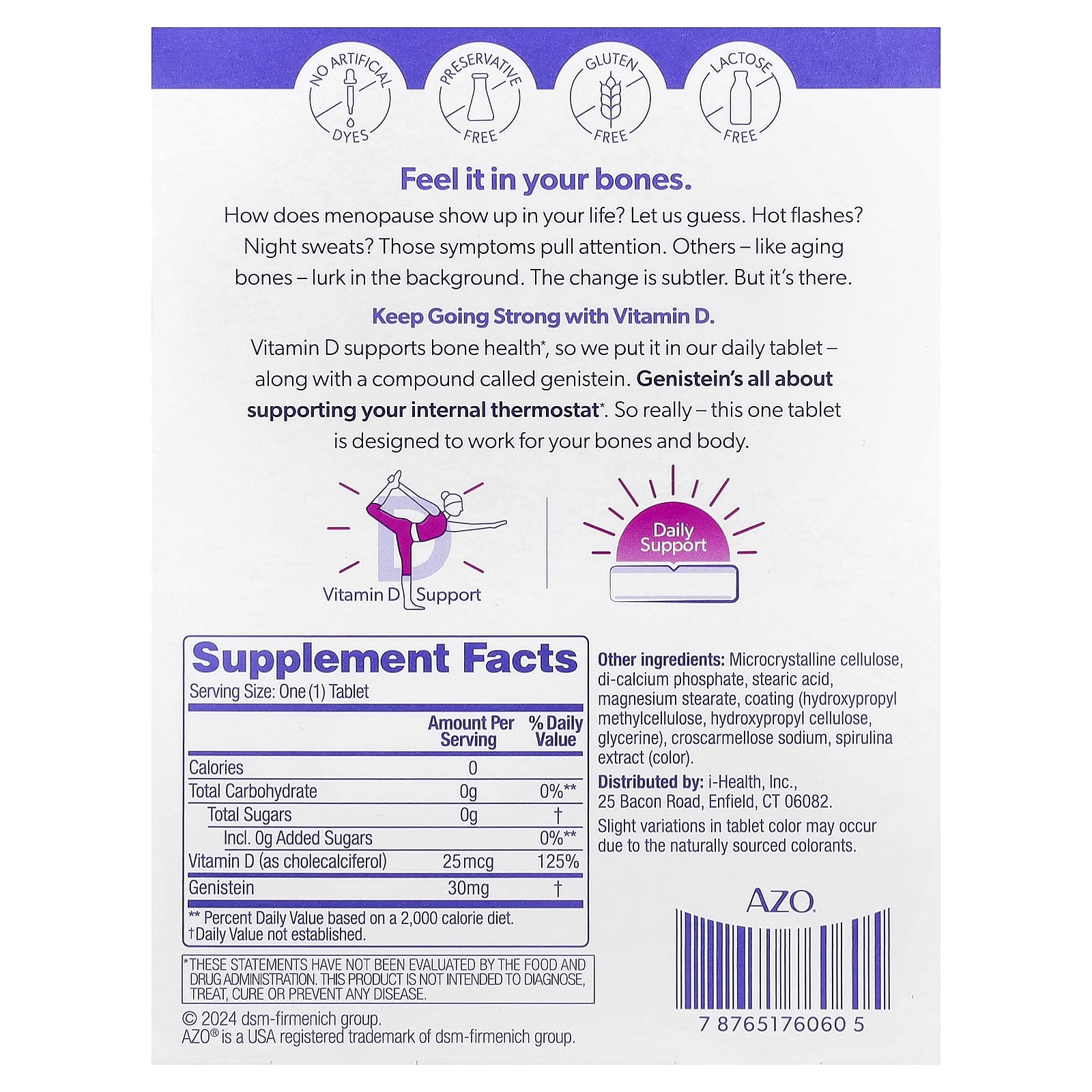 AZO, Menopause Relief, Daily Menopause Support + Vitamin D, 30 Tablets