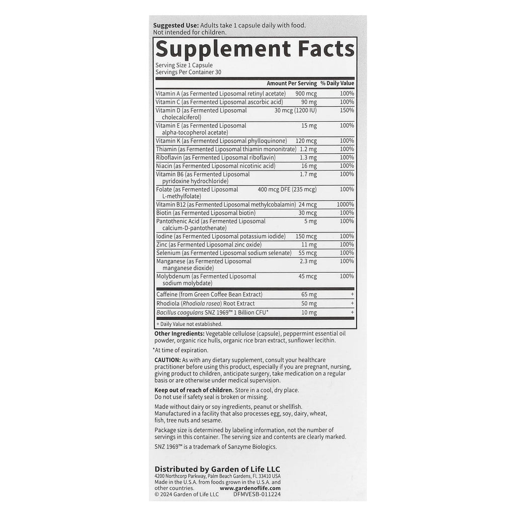 Garden of Life, Dr. Formulated Multi+, Energy Support, 30 Capsules