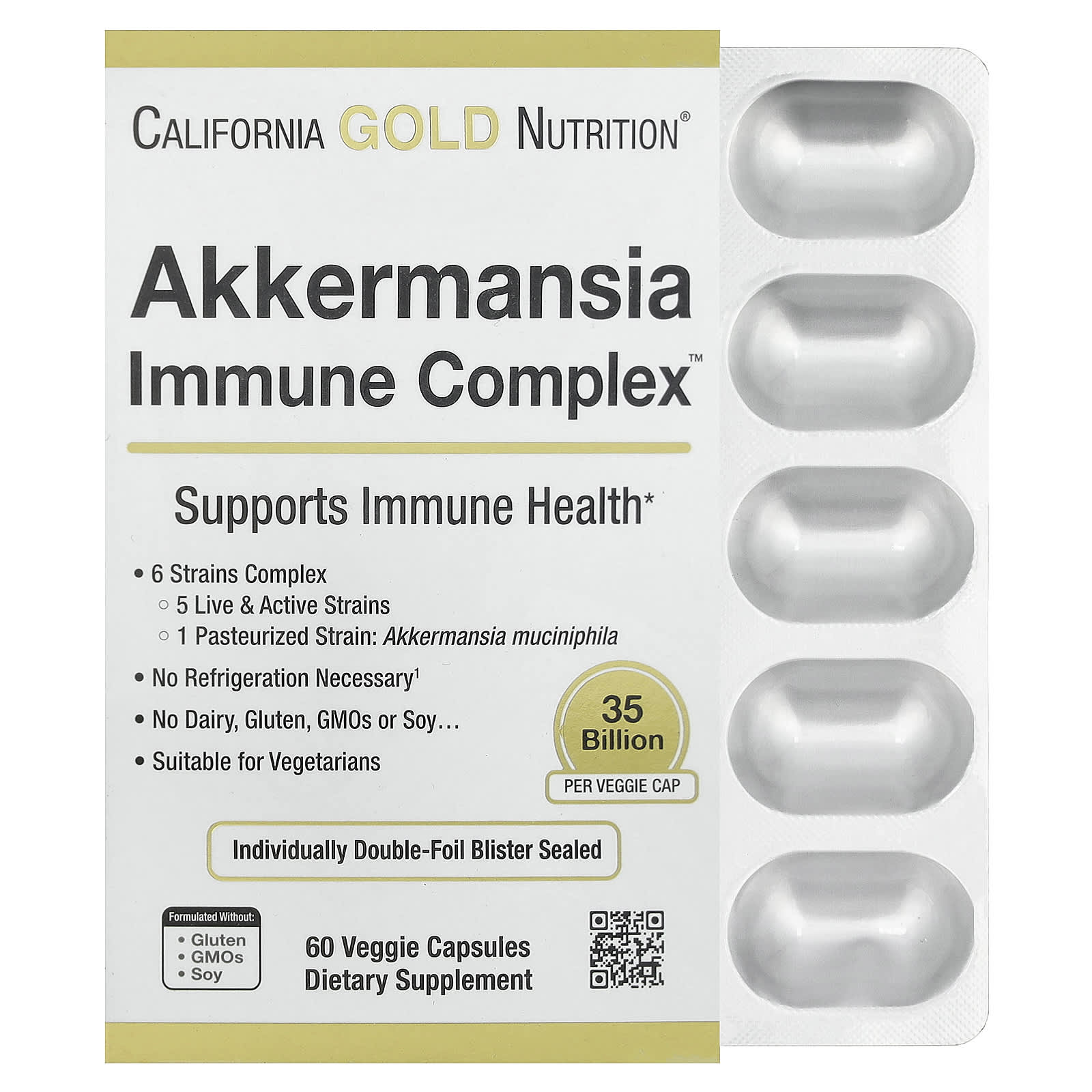 California Gold Nutrition, Akkermansia + Probiotics Immune Complex, 60 Veggie Capsules