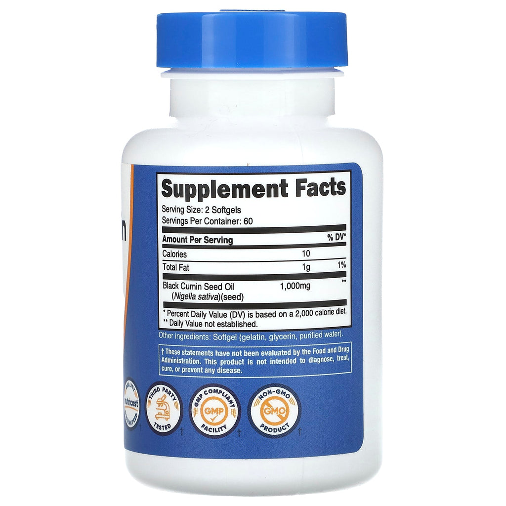 Nutricost, Black Cumin Seed Oil, 120 Softgels (500 mg per Softgel)