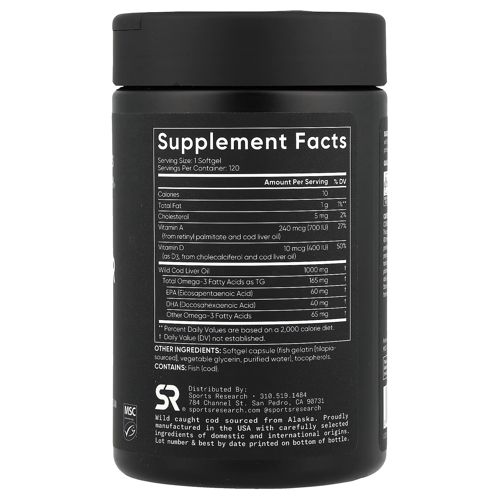 Sports Research, Alaskan Cod Liver Oil, 120 Softgels