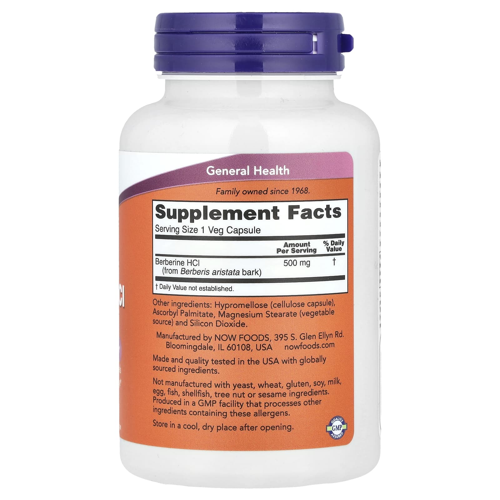 NOW Foods, Berberine HCl, 500 mg , 90 Veg Capsules