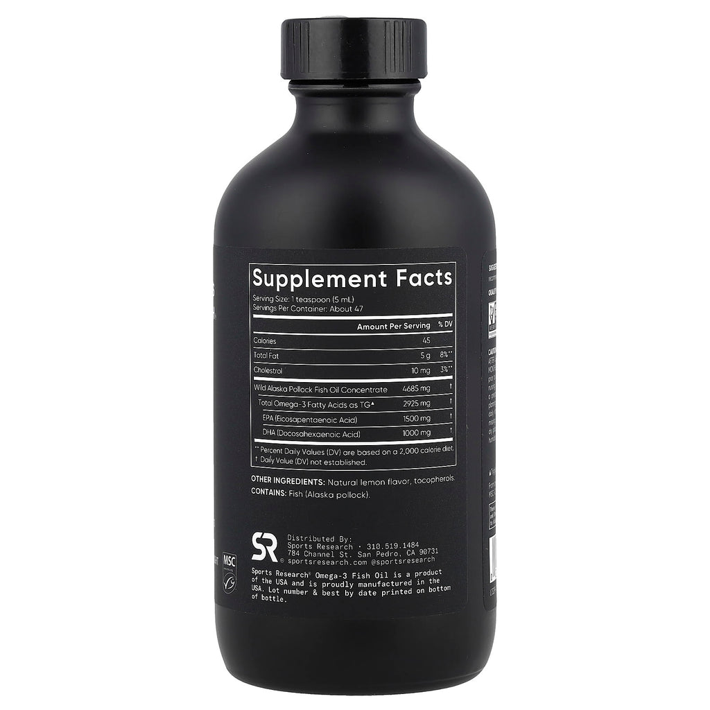 Sports Research, Omega-3 Fish Oil, Lemon, 8 oz (237 ml)