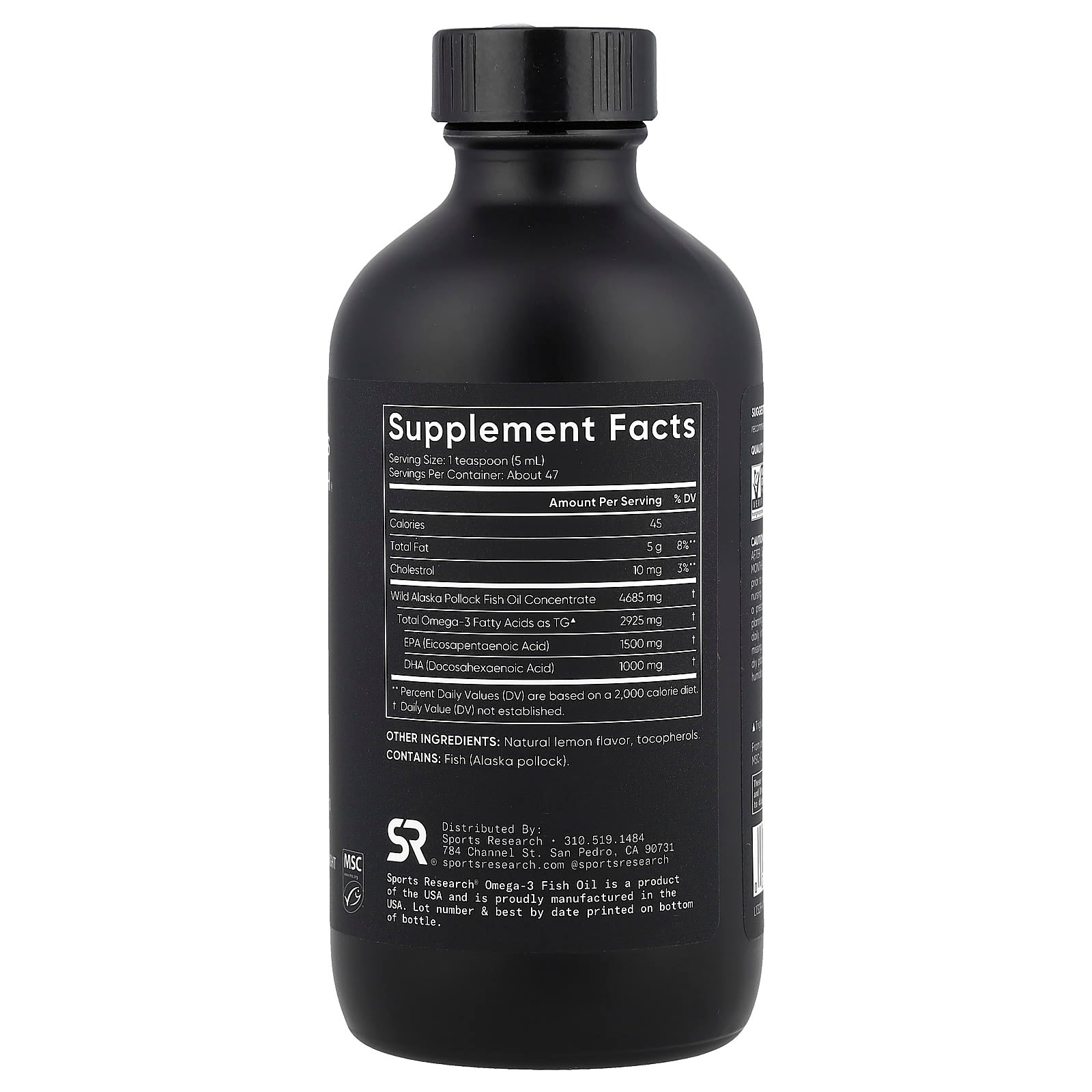Sports Research, Omega-3 Fish Oil, Lemon, 8 oz (237 ml)