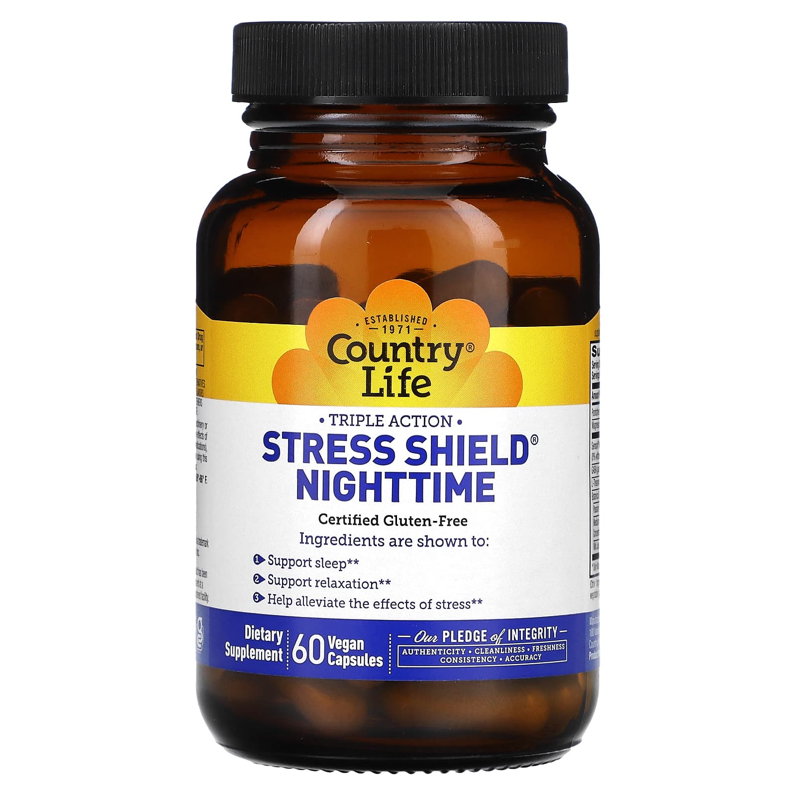 Country Life, Stress Shield Nighttime, Triple Action, 60 Vegan Capsules