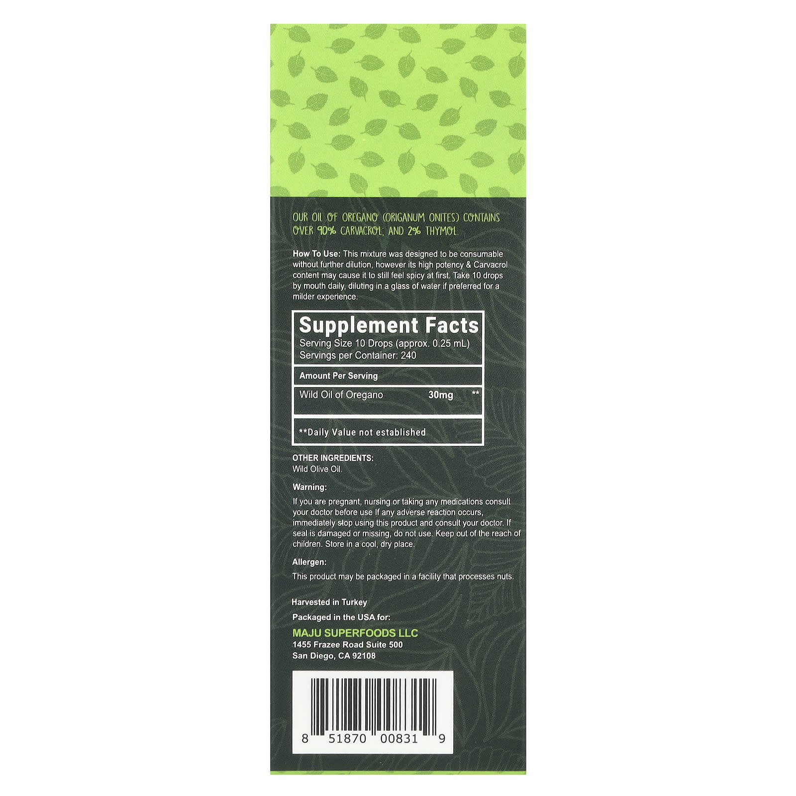 Maju Superfoods, CV 90+ Oregano Oil, 2 fl oz (60 ml)