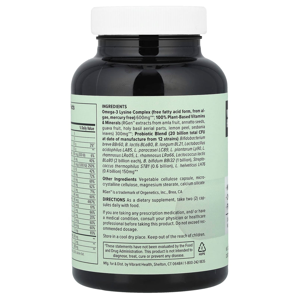 Vibrant Health, Trilogy™, Daily 3-in-1 Multi-Supplement, Vegan, 60 Capsules