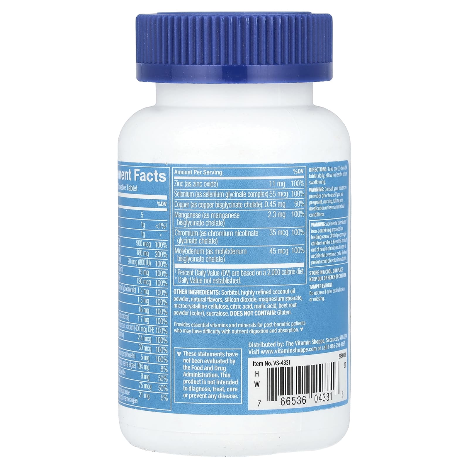 The Vitamin Shoppe, Chewable Bariatric Multivitamin, Tropical Berry, 60 Chewable Tablets