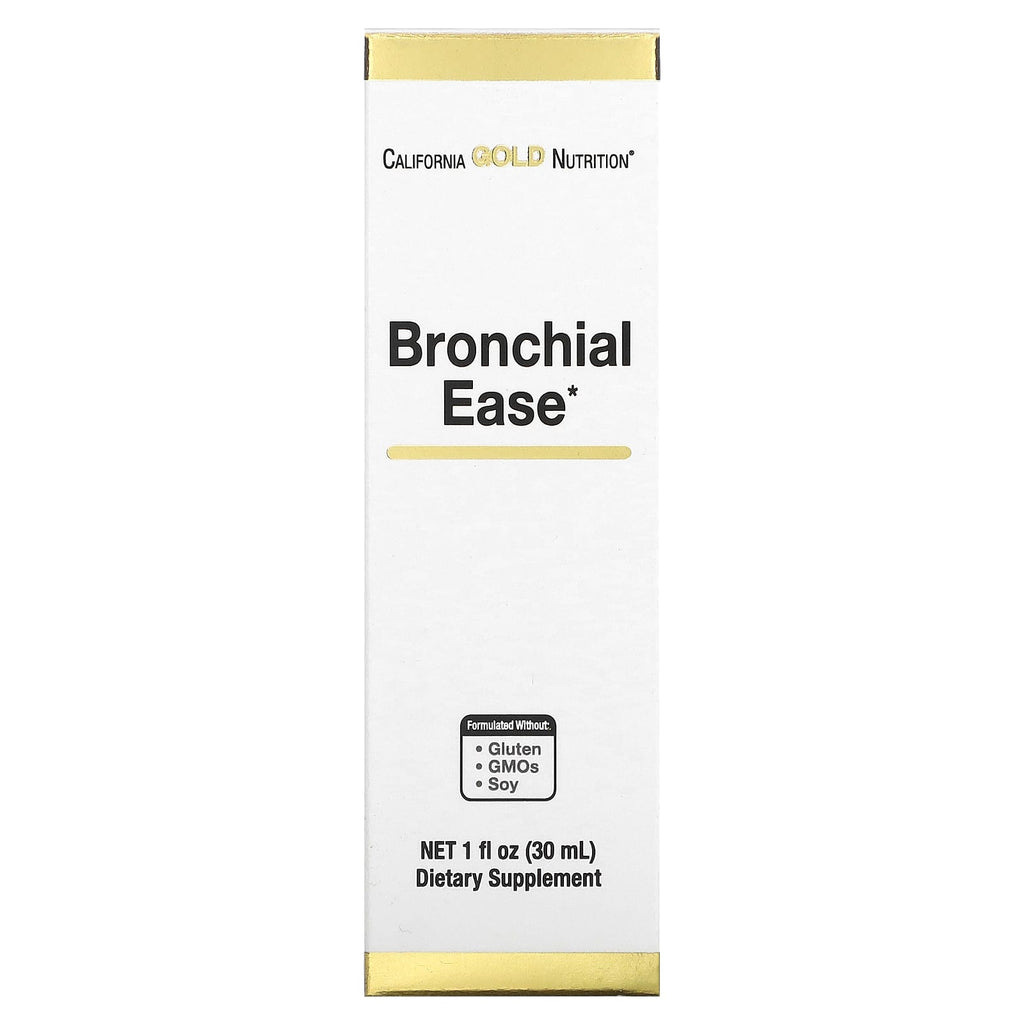 California Gold Nutrition, Bronchial Ease with Proprietary Blend of Fresh Osha Root, Mullein Leaf and Wild Cherry Bark, 1 fl oz (30 ml)