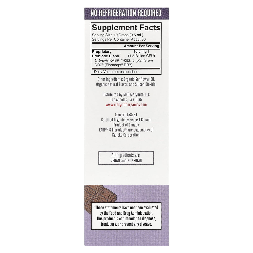 MaryRuth's, Organic Women's Precision Probiotic, Liquid Drops, Chocolate , 1.5 Billion CFU , 0.5 fl oz (15 ml)