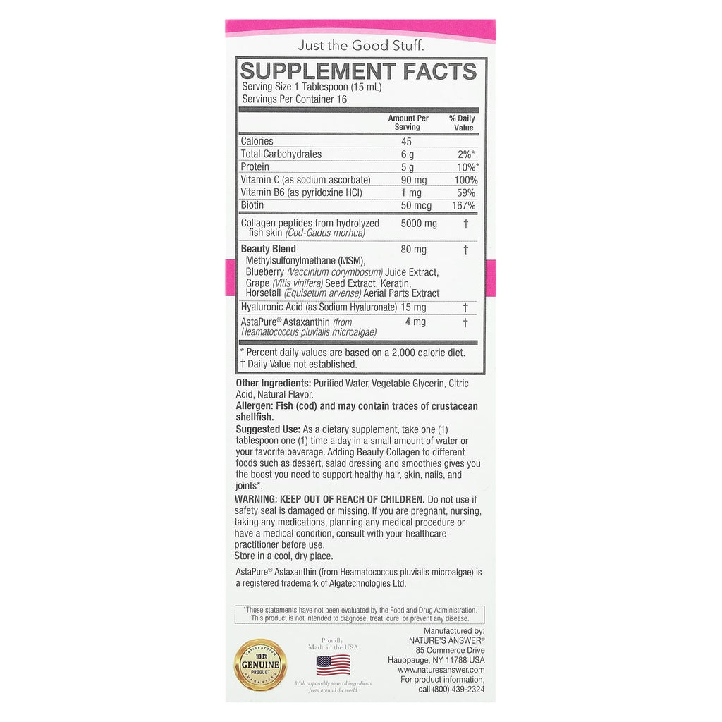 Nature's Answer, Beauty Collagen Peptides, Berry, 8 oz (240 ml)