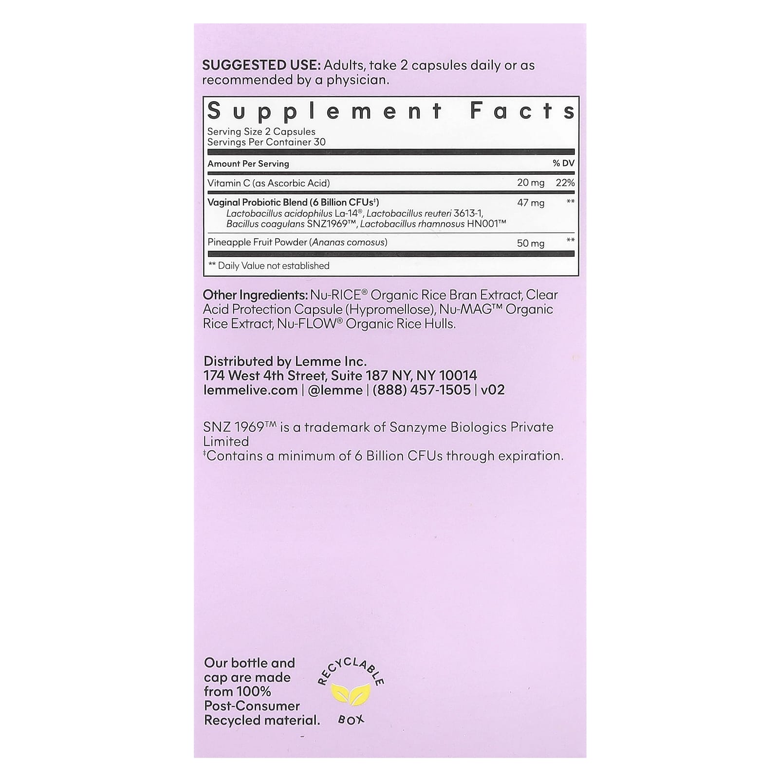 Lemme, Purr, Vaginal Health Probiotics, 60 Vegan Capsules
