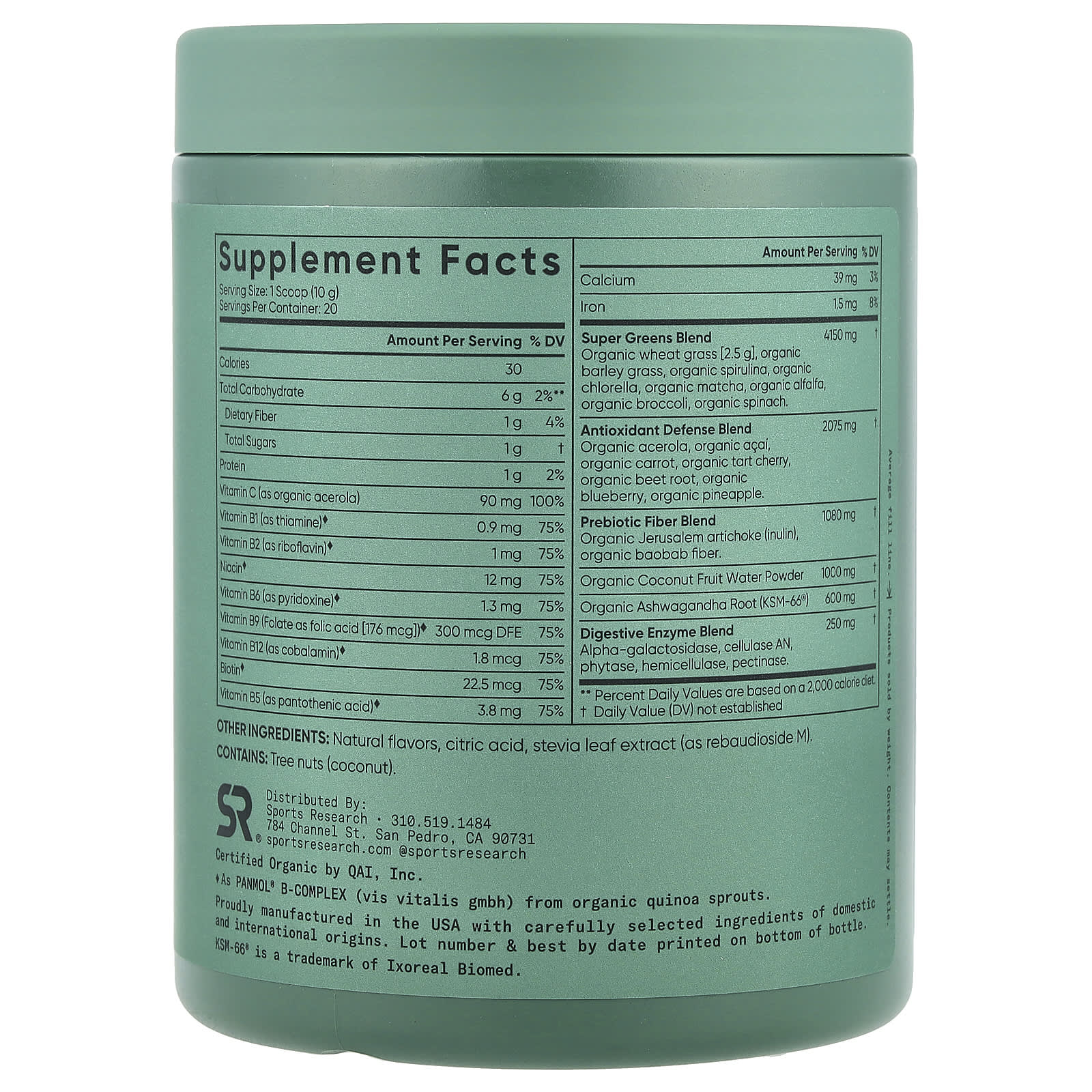 Sports Research, Organic Greens, Original, 7.05 oz (200 g)
