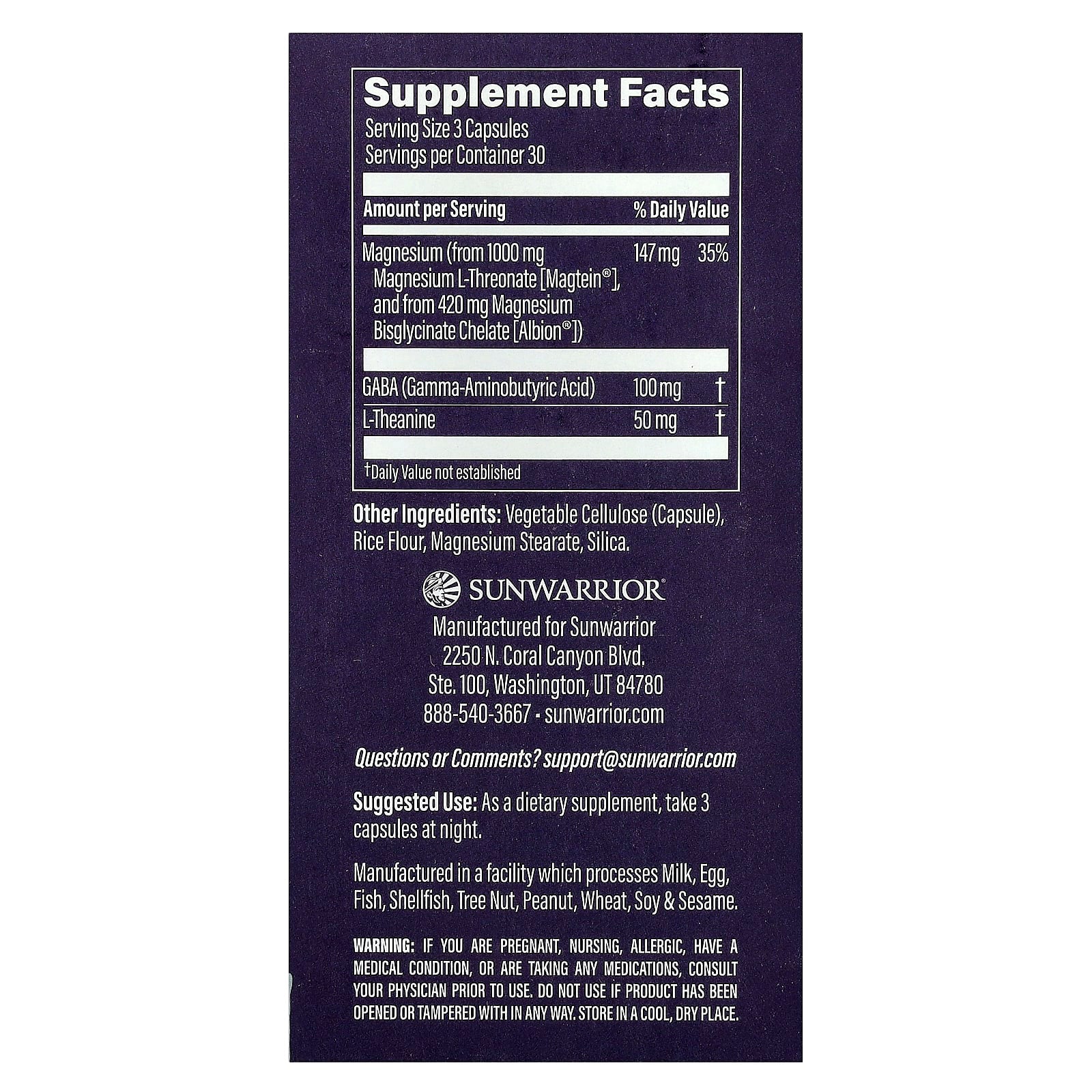 Sunwarrior, MagZen, GABA & L-Theanine, 90 Vegan Capsules
