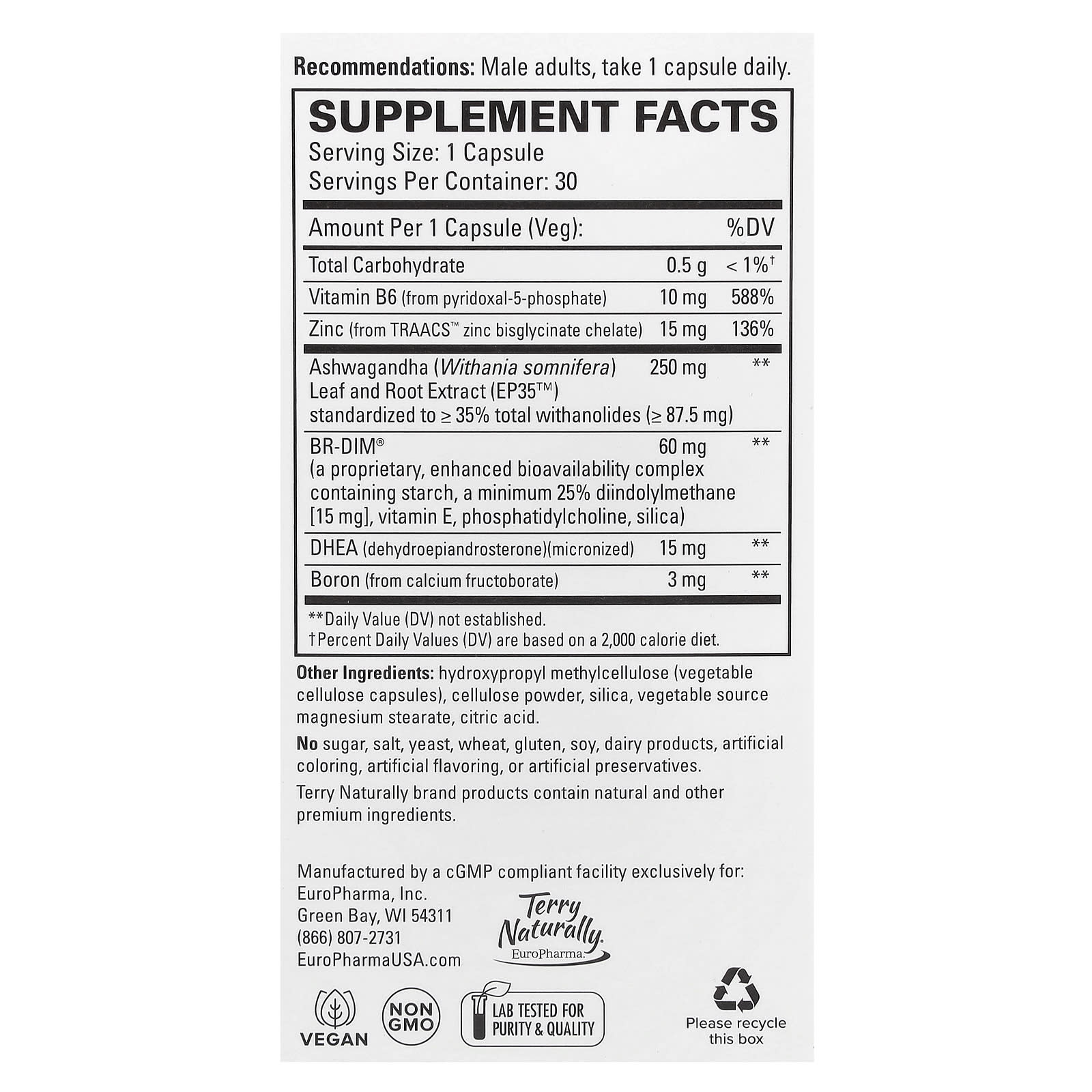 Terry Naturally, Complete Testosterone Support, 30 Capsules