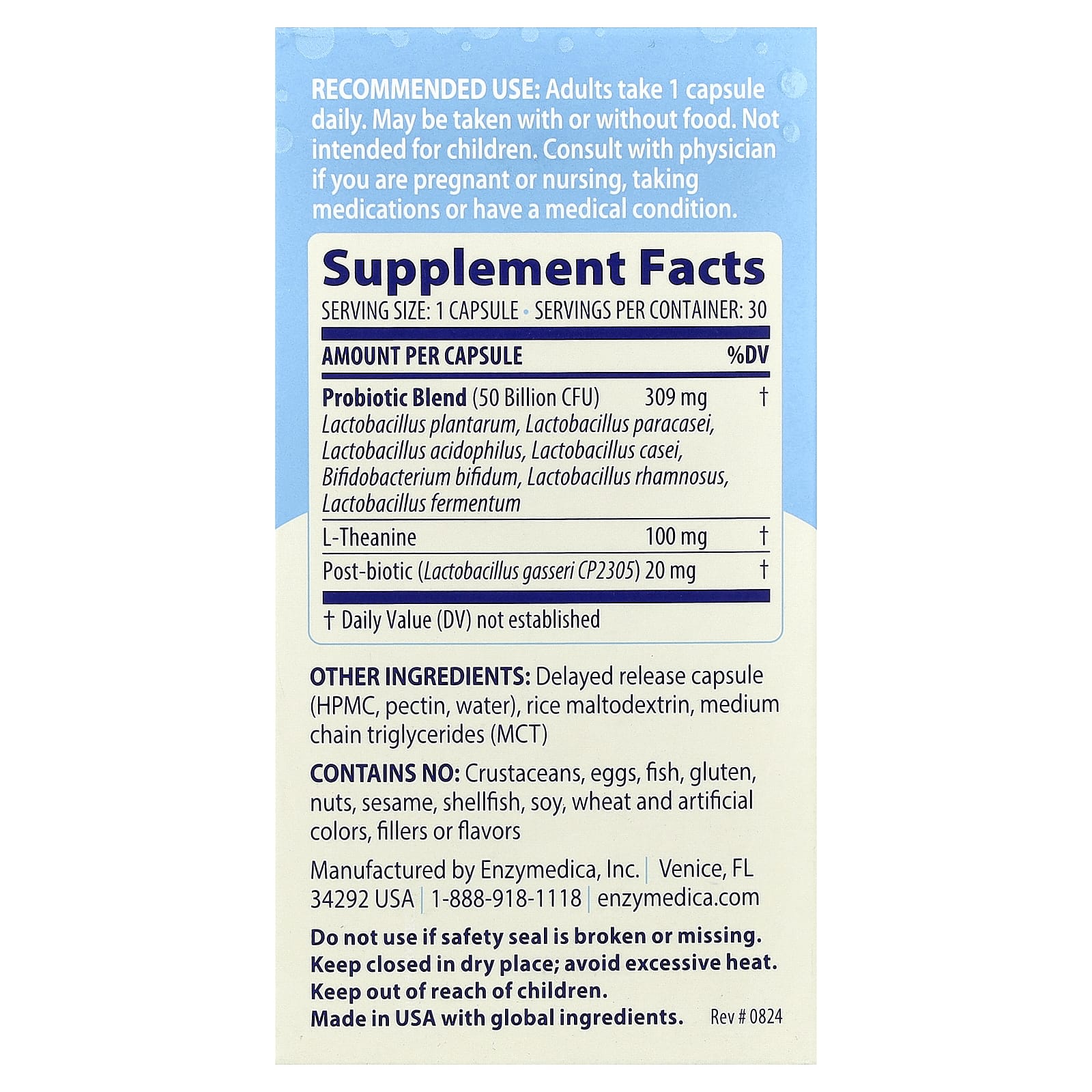 Enzymedica, SubCulture™ Probiotic For Mood, 30 Delayed Release Capsules