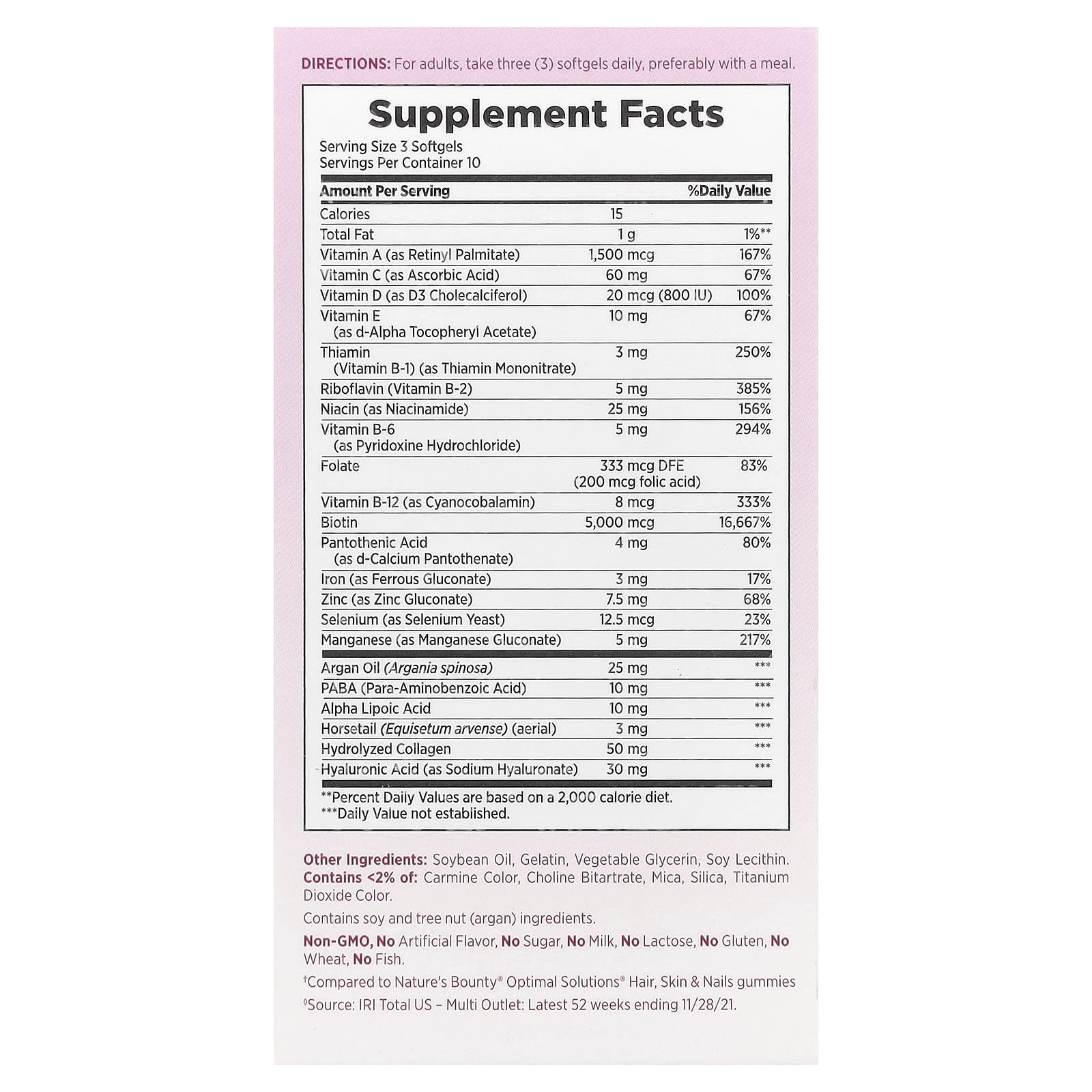 Nature's Bounty, Optimal Solutions®, Hair, Skin & Nails, 30 Rapid Release Liquid Softgels