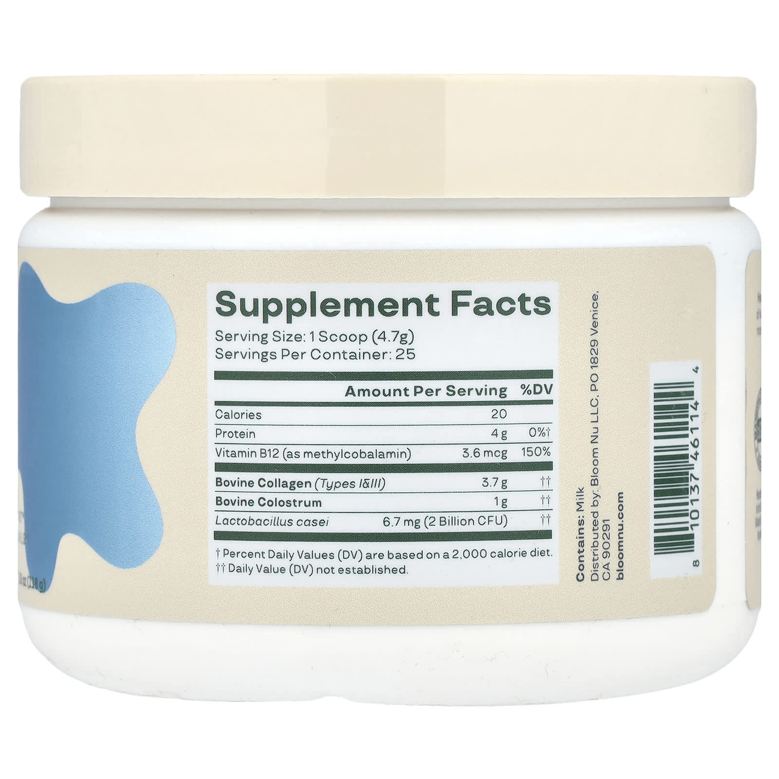 Bloom, Colostrum & Collagen Peptides, Unflavored, 4.16 oz (118 g)