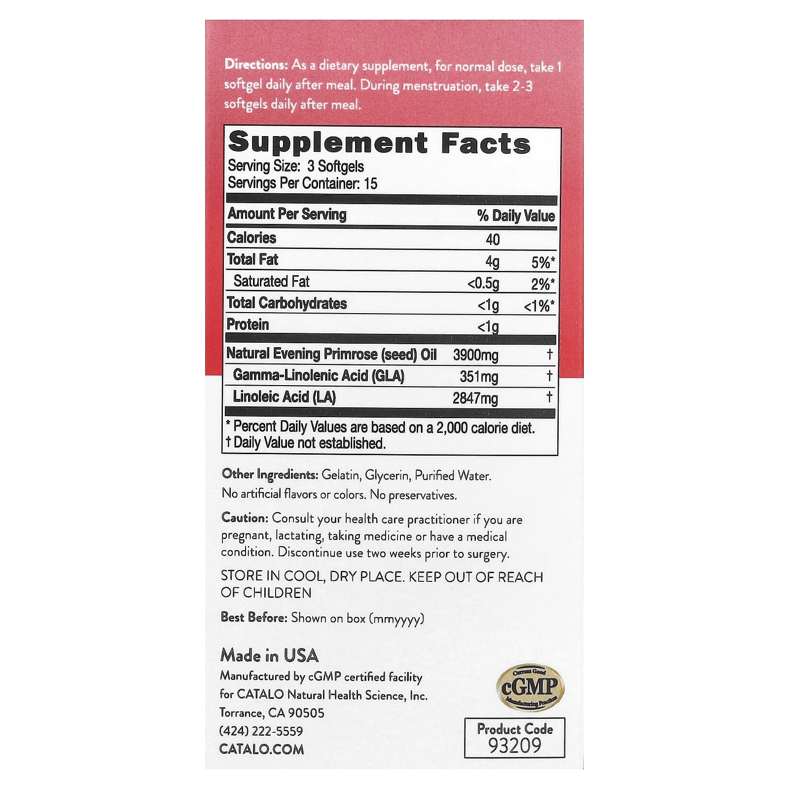 CATALO, Women's Evening Primrose Oil, 45 Softgels